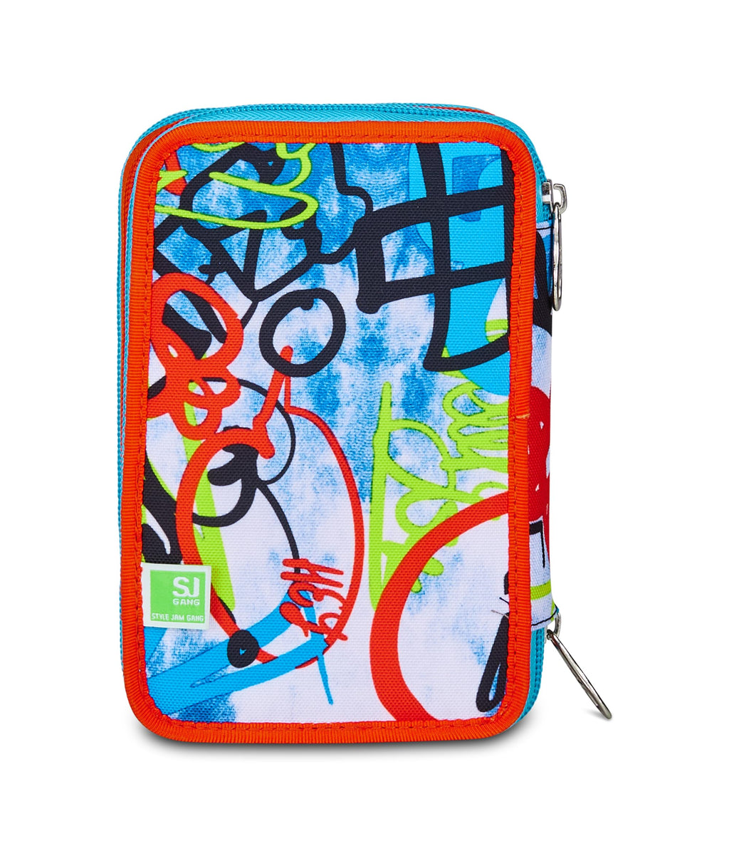 Astuccio SJ Gang Style Jam Gang 3 Zip Blu – Completo di Penne, Matite e Colori