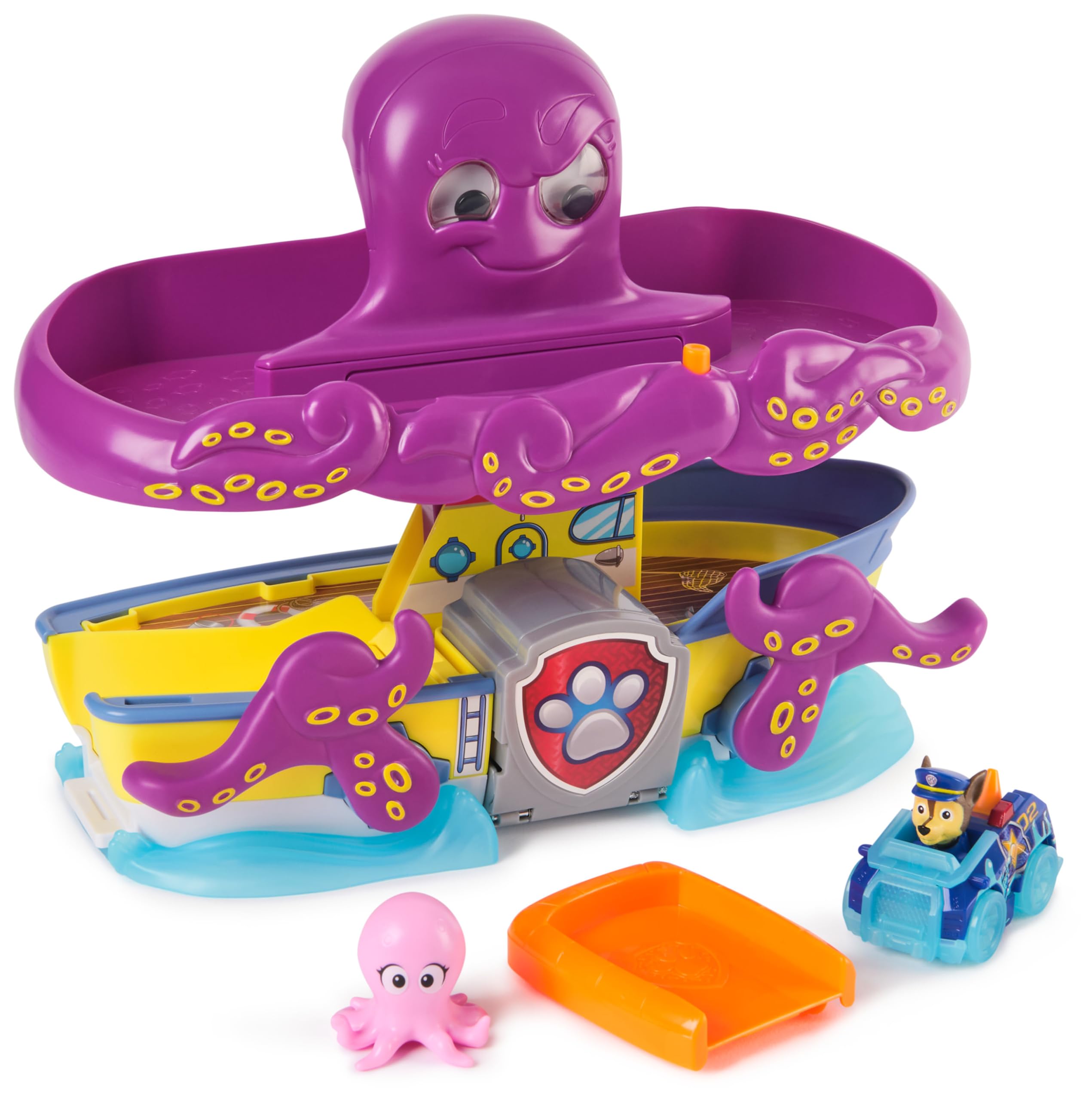 Paw Patrol Pup Squad – Playset Salvataggio del Polpo con Chase 6,3 cm e Baby Polpo | Dai 3 Anni