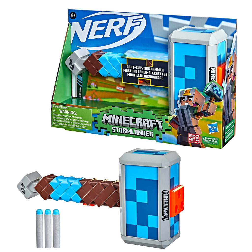 Nerf Minecraft Stormlander Martello Spara Dardi con 3 Dardi Elite