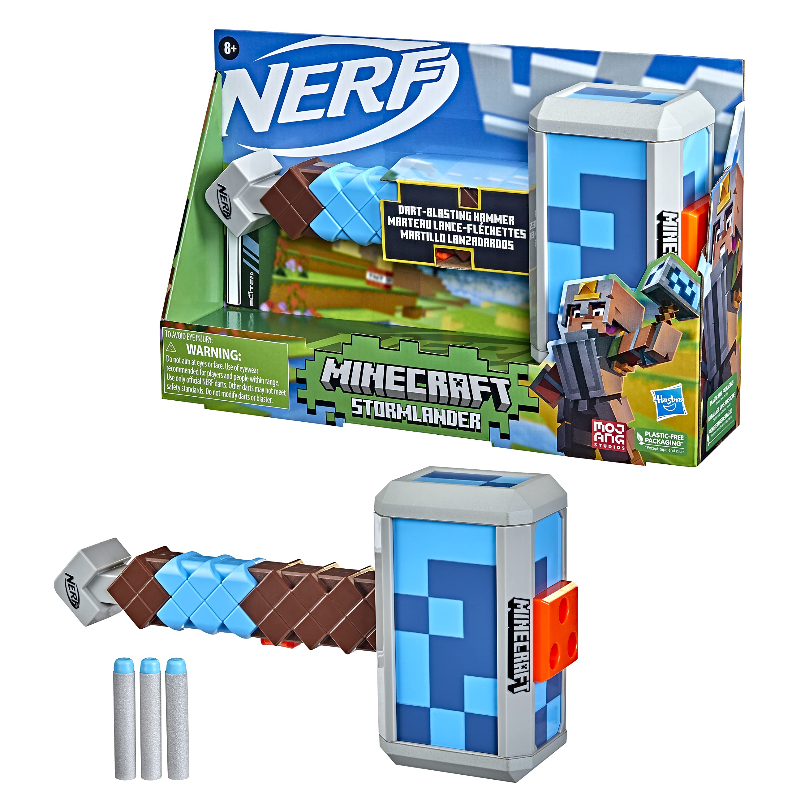 Nerf Minecraft Stormlander Martello Spara Dardi con 3 Dardi Elite