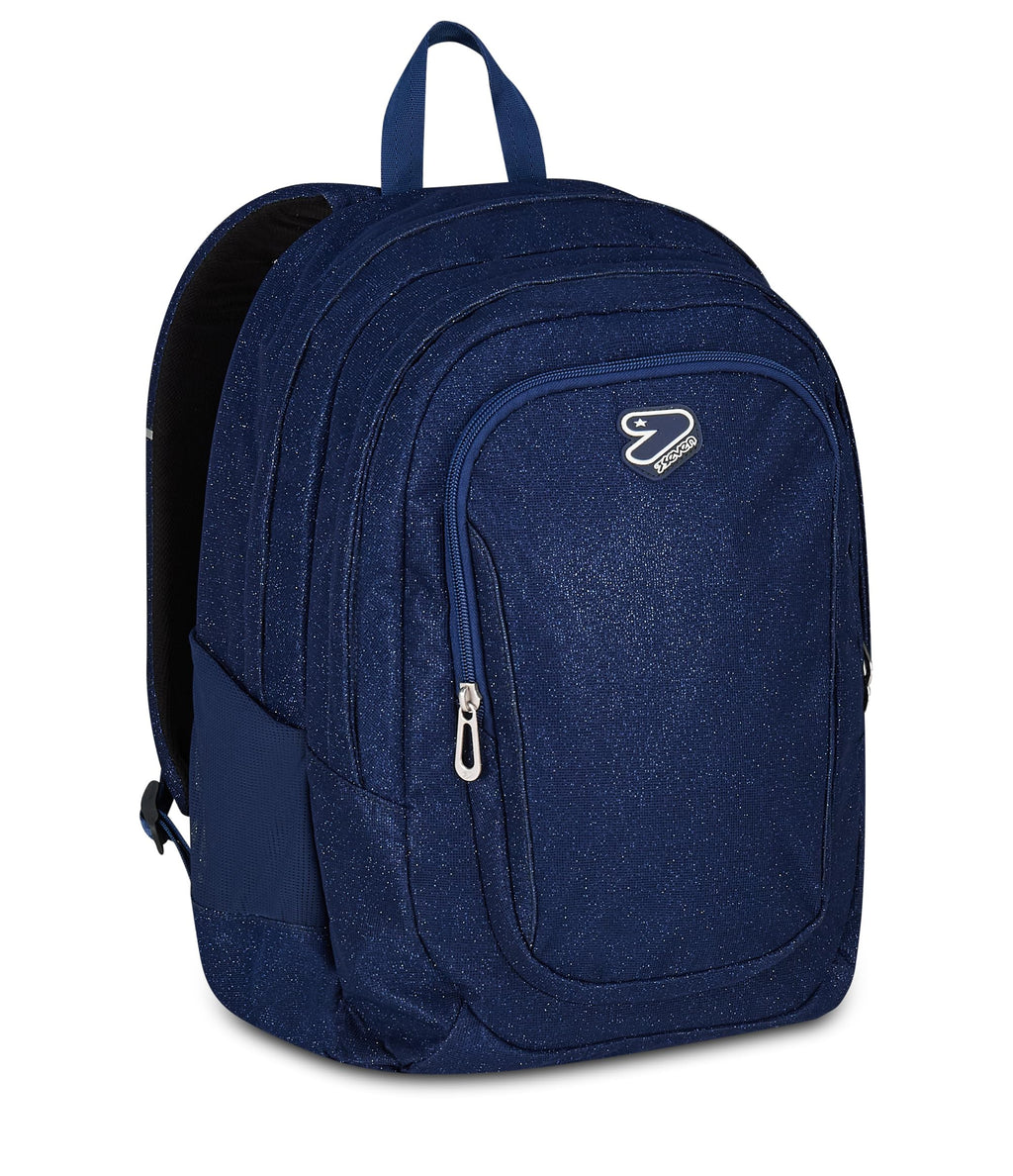 Seven Zaino Shiny Tech Blu Glitter 30L – Doppio Scomparto con Tasca PC