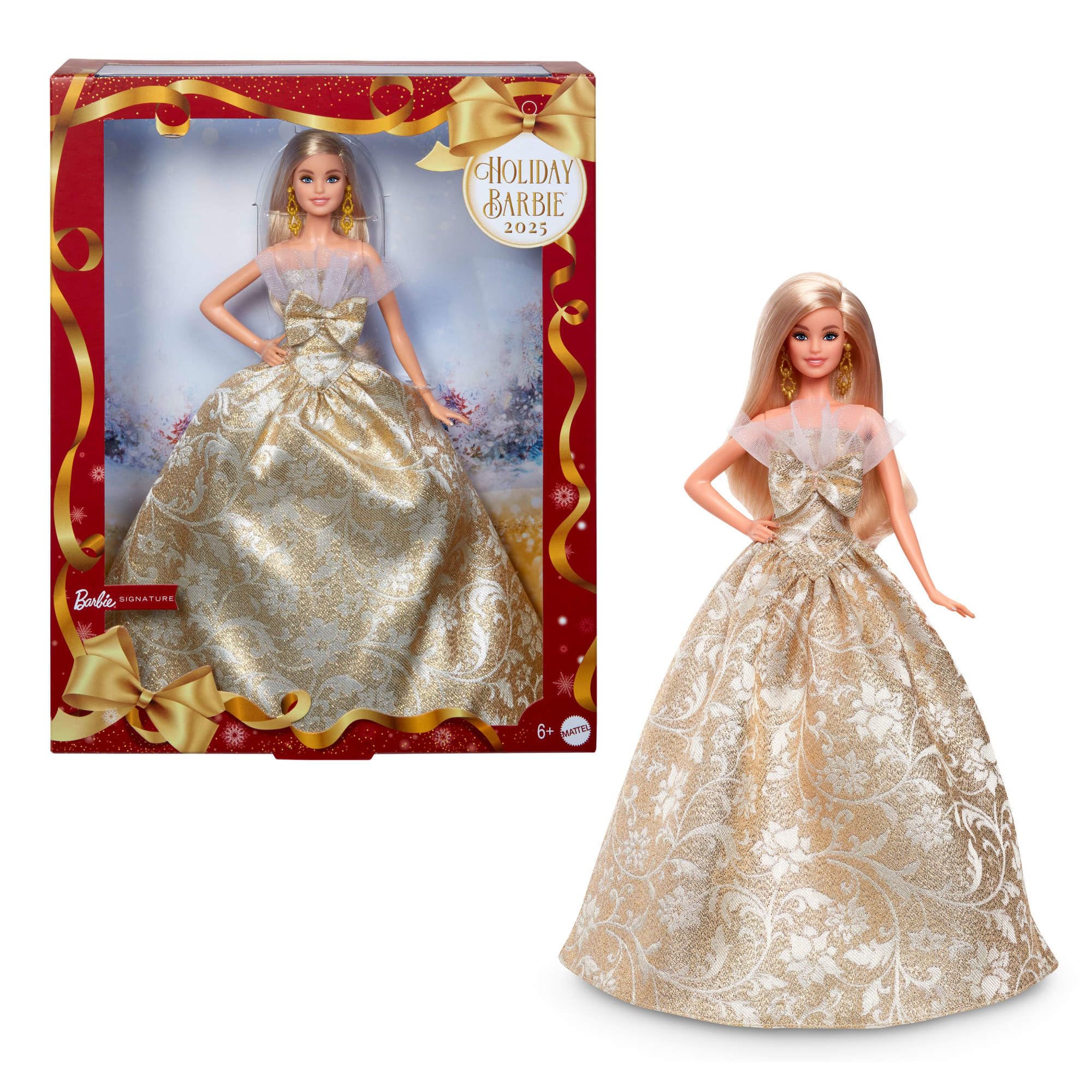 Barbie Signature Holiday 2025 Bambola da Collezione Abito Argento e Oro – JBJ00