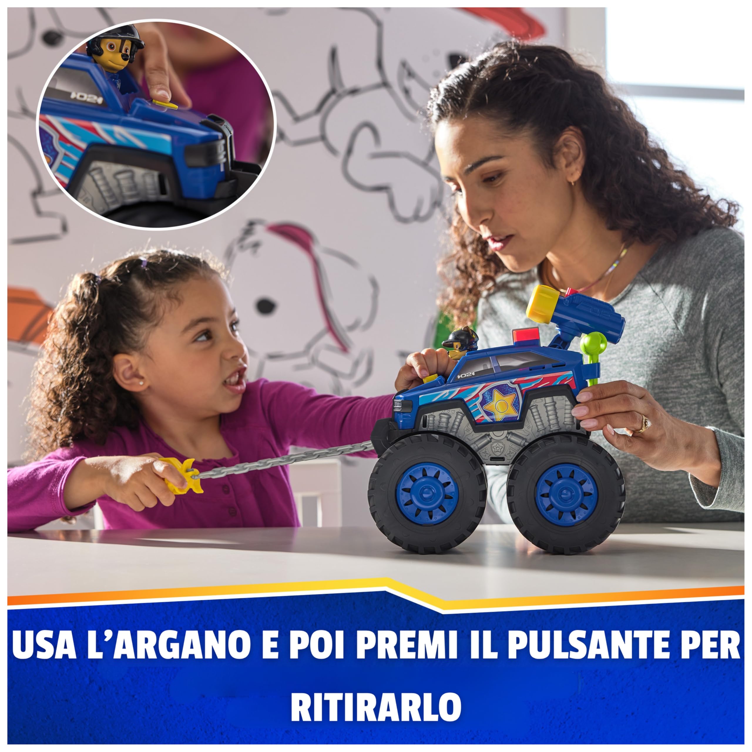 Paw Patrol Rescue Wheels Chase Deluxe – Argano Motorizzato, Luci, Suoni e Lanciamissili | Dai 3 Anni