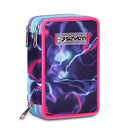 Seven Astuccio Scuola 3 Zip ElectricVibe Girl – Rosa, 45 Pezzi Completo | Triplo Scomparto | Scuola Elementare Bambina