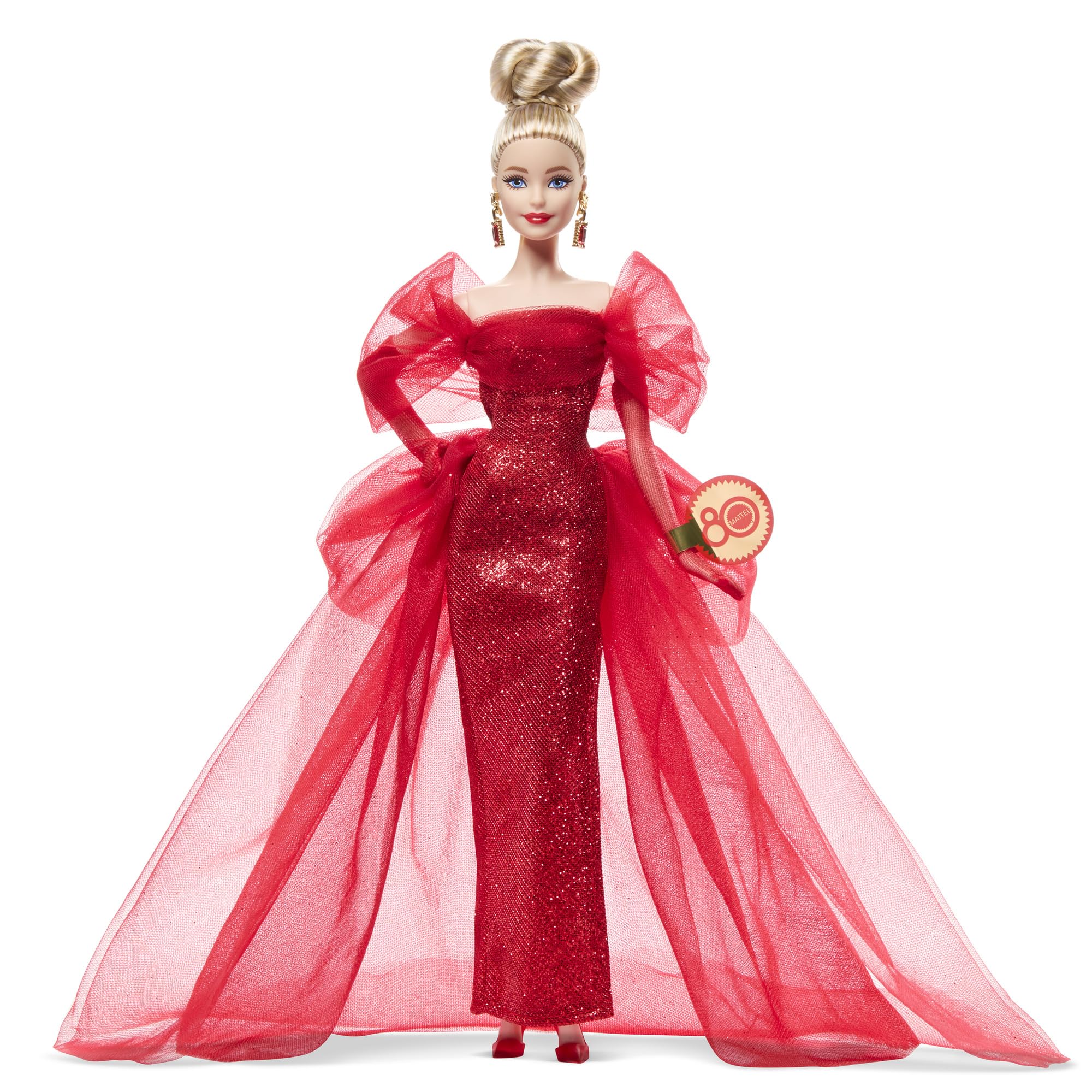Barbie Signature – 80° Anniversario Mattel | Bambola da Collezione Abito Rosso in Tulle e Glitter | JBJ17