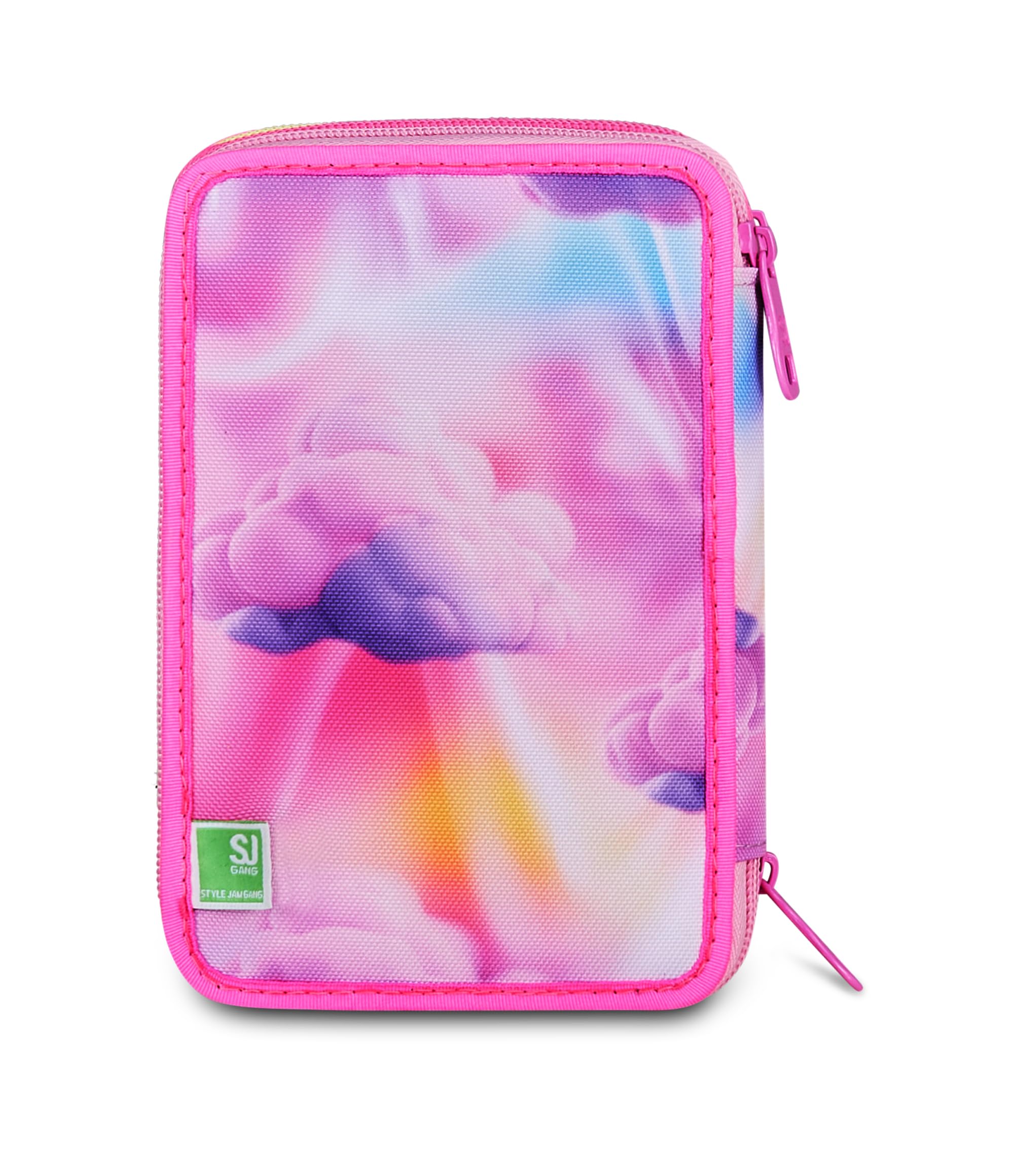 SJ Gang Astuccio Scuola 3 Zip Joyful Pins Girl – Rosa, 45 Pezzi Completo | Triplo Scomparto | Scuola Elementare Bambina