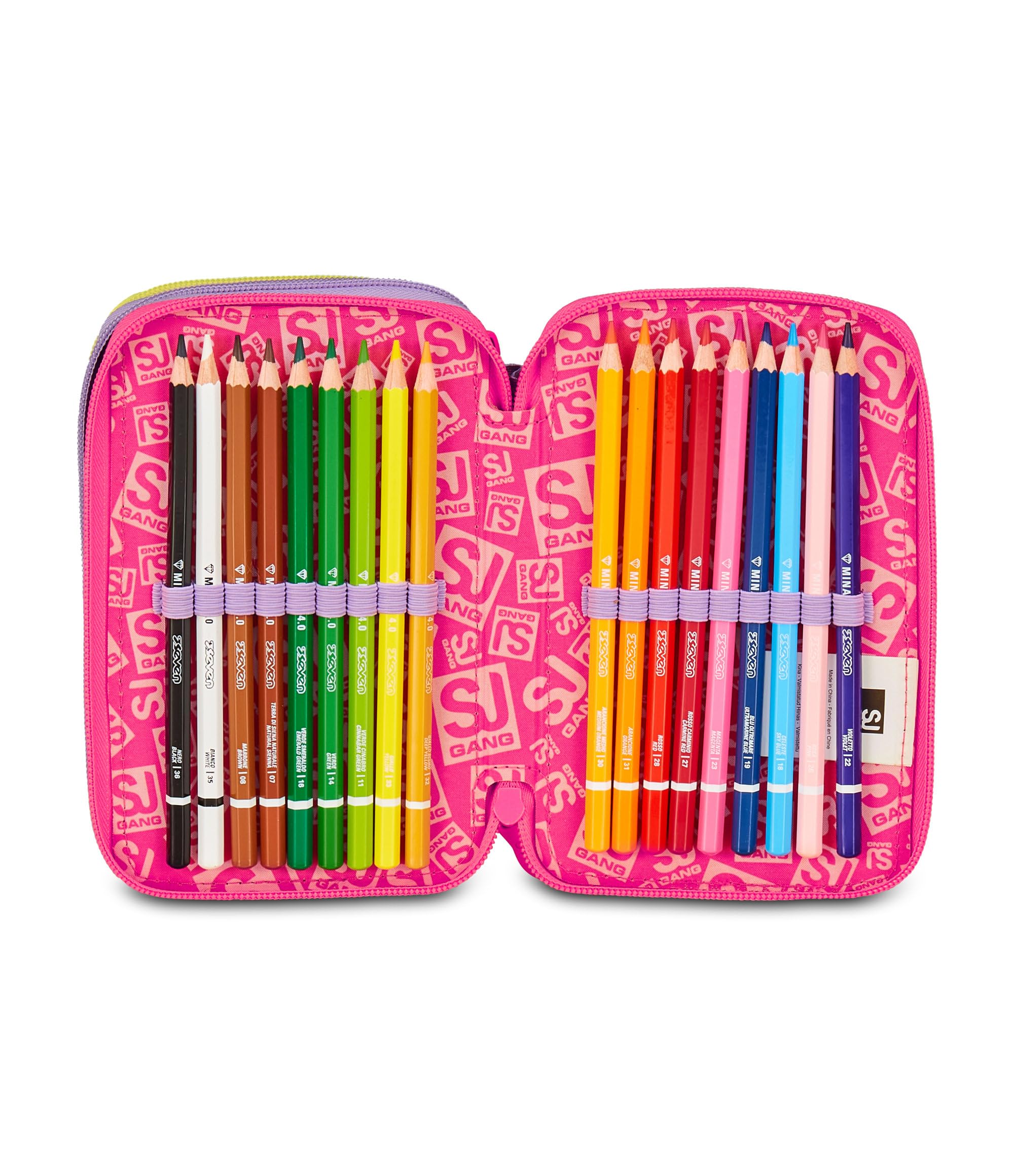 Astuccio SJ Gang Fable Journey 3 Zip Rosa – Completo di Penne, Matite e Colori