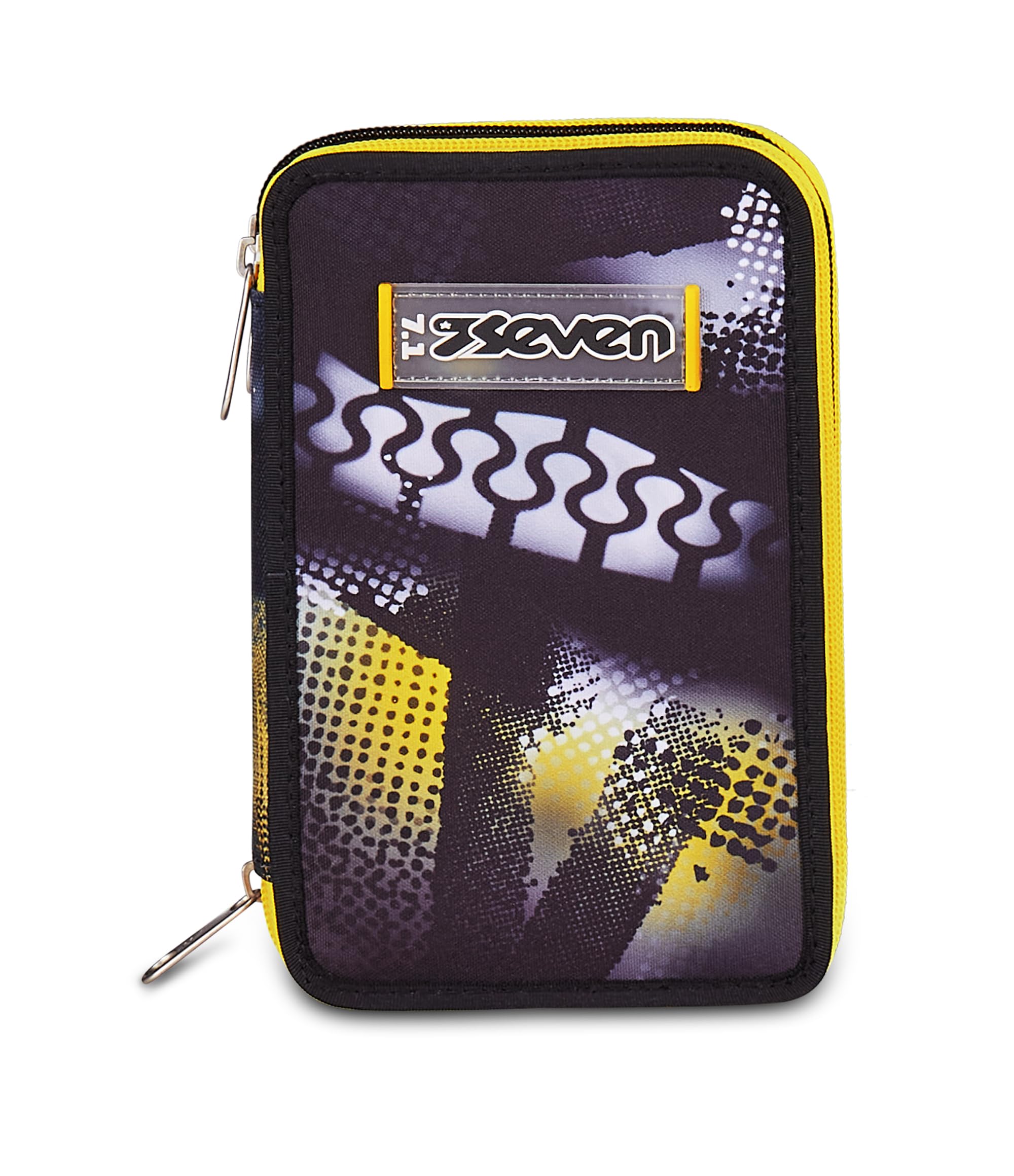 Seven Astuccio Scuola 3 Zip Golden Paint – Nero, 45 Pezzi Completo | Triplo Scomparto | Scuola Elementare