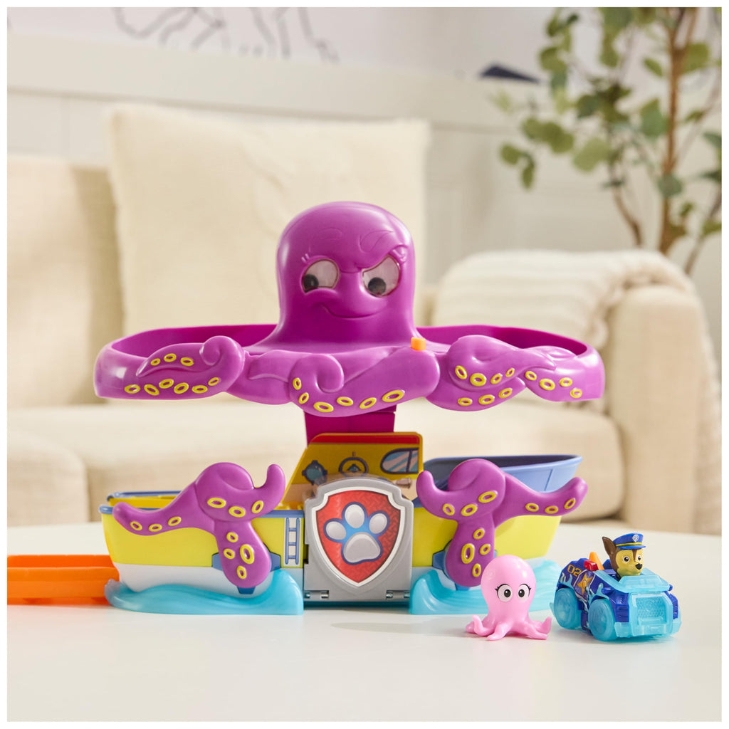 Paw Patrol Pup Squad – Playset Salvataggio del Polpo con Chase 6,3 cm e Baby Polpo | Dai 3 Anni