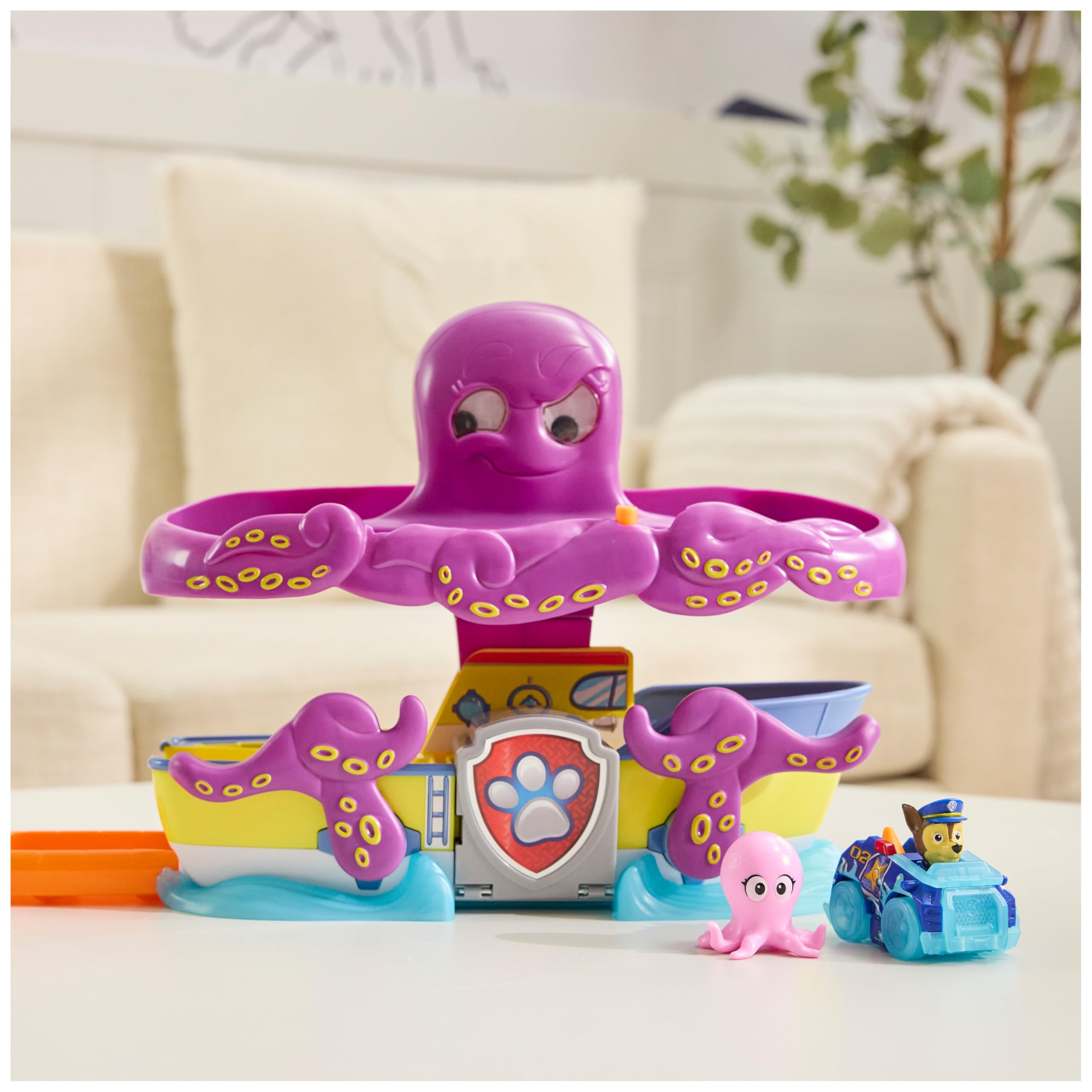 Paw Patrol Pup Squad – Playset Salvataggio del Polpo con Chase 6,3 cm e Baby Polpo | Dai 3 Anni
