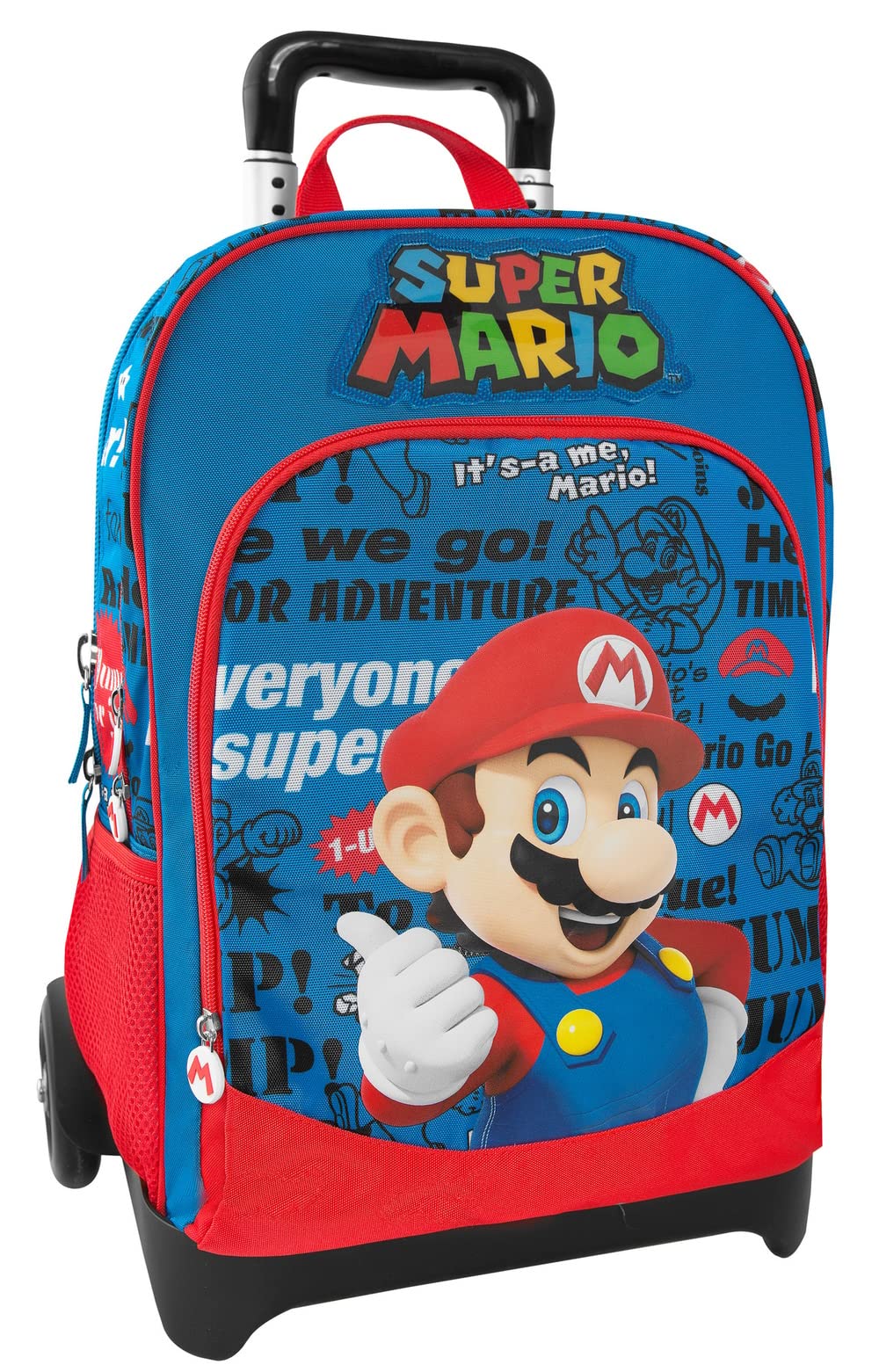 Zaino Trolley Super Mario – Manico e Spallacci Staccabili, 36x23x47 cm | Scuola