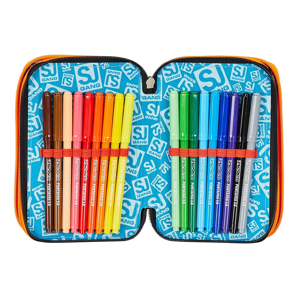 Astuccio SJ Gang Squalo 3 Scomparti – Multicolore, Completo con 45 Pezzi