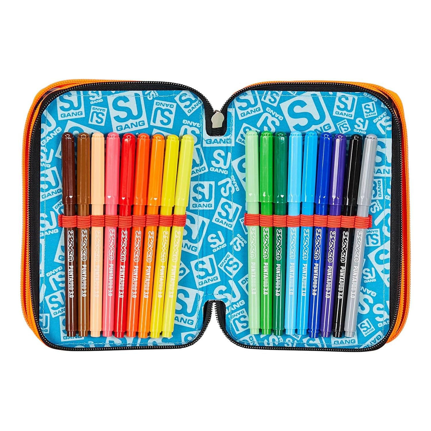 Astuccio SJ Gang Squalo 3 Scomparti – Multicolore, Completo con 45 Pezzi