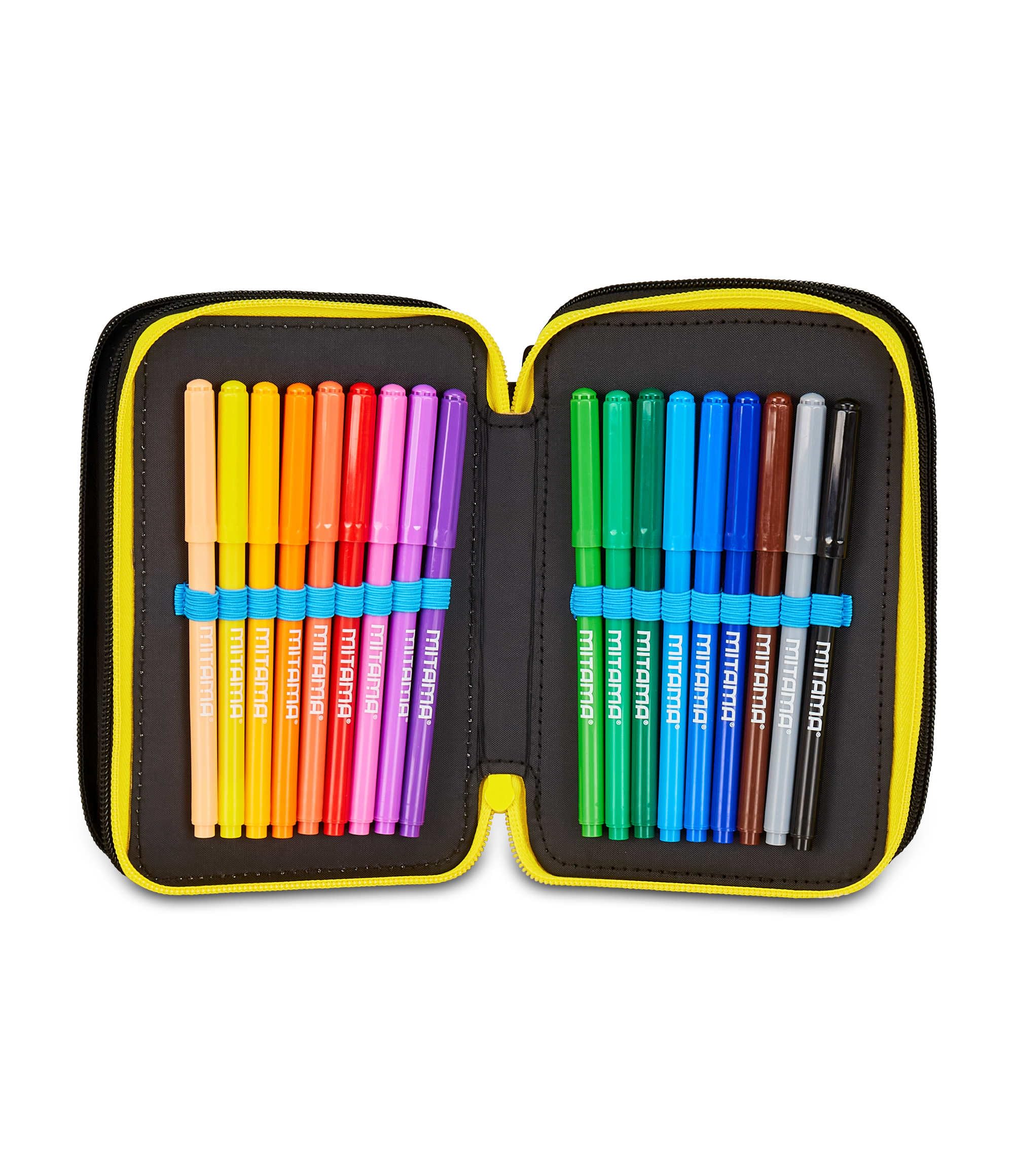Astuccio Seven Pokémon 3 Zip – 3 Scomparti, Completo con 44 Pezzi, Scuola Elementare