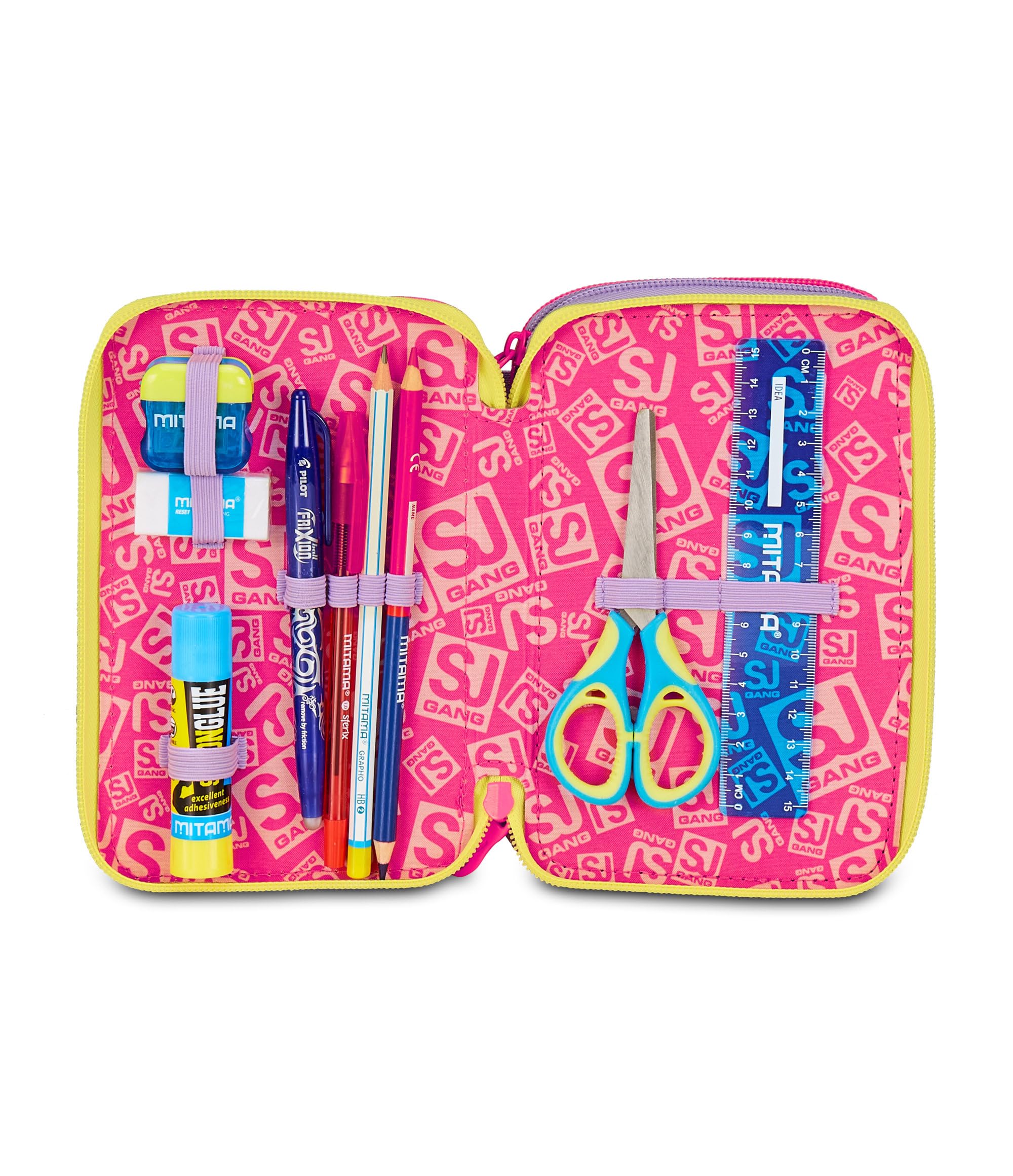 Astuccio SJ Gang Fable Journey 3 Zip Rosa – Completo di Penne, Matite e Colori
