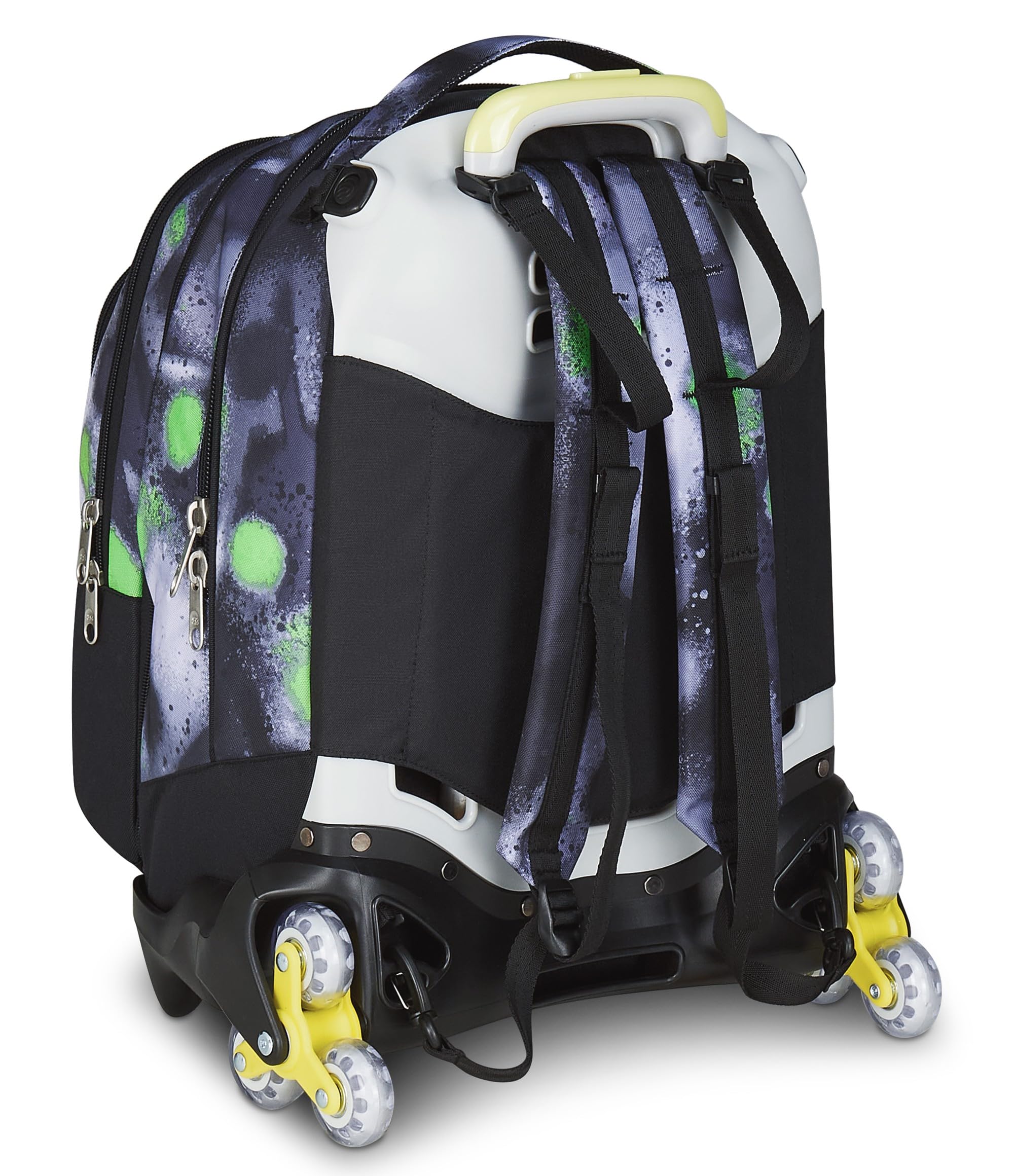 Seven Trolley Scuola Jack 3 Ruote Detach – Nero Verde – 37 Litri con Zainetto Staccabile