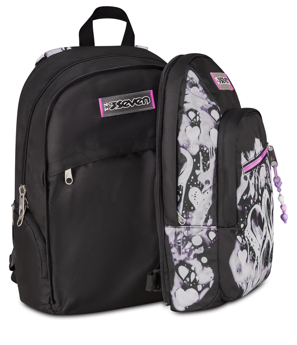 Seven Zaino Scuola Dual Detach Plumpy Line Girl – Nero – 32 Litri