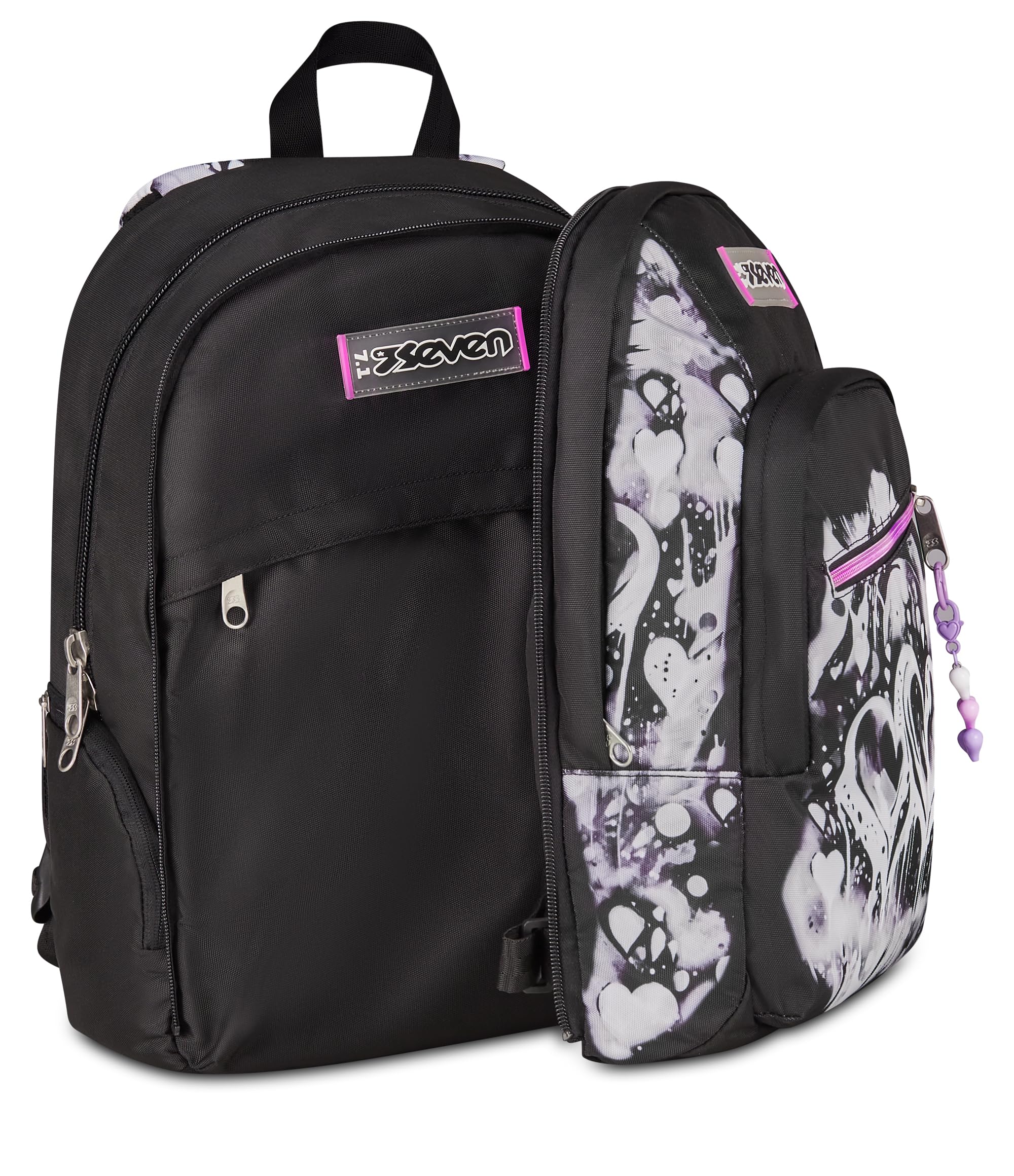 Seven Zaino Scuola Dual Detach Plumpy Line Girl – Nero – 32 Litri