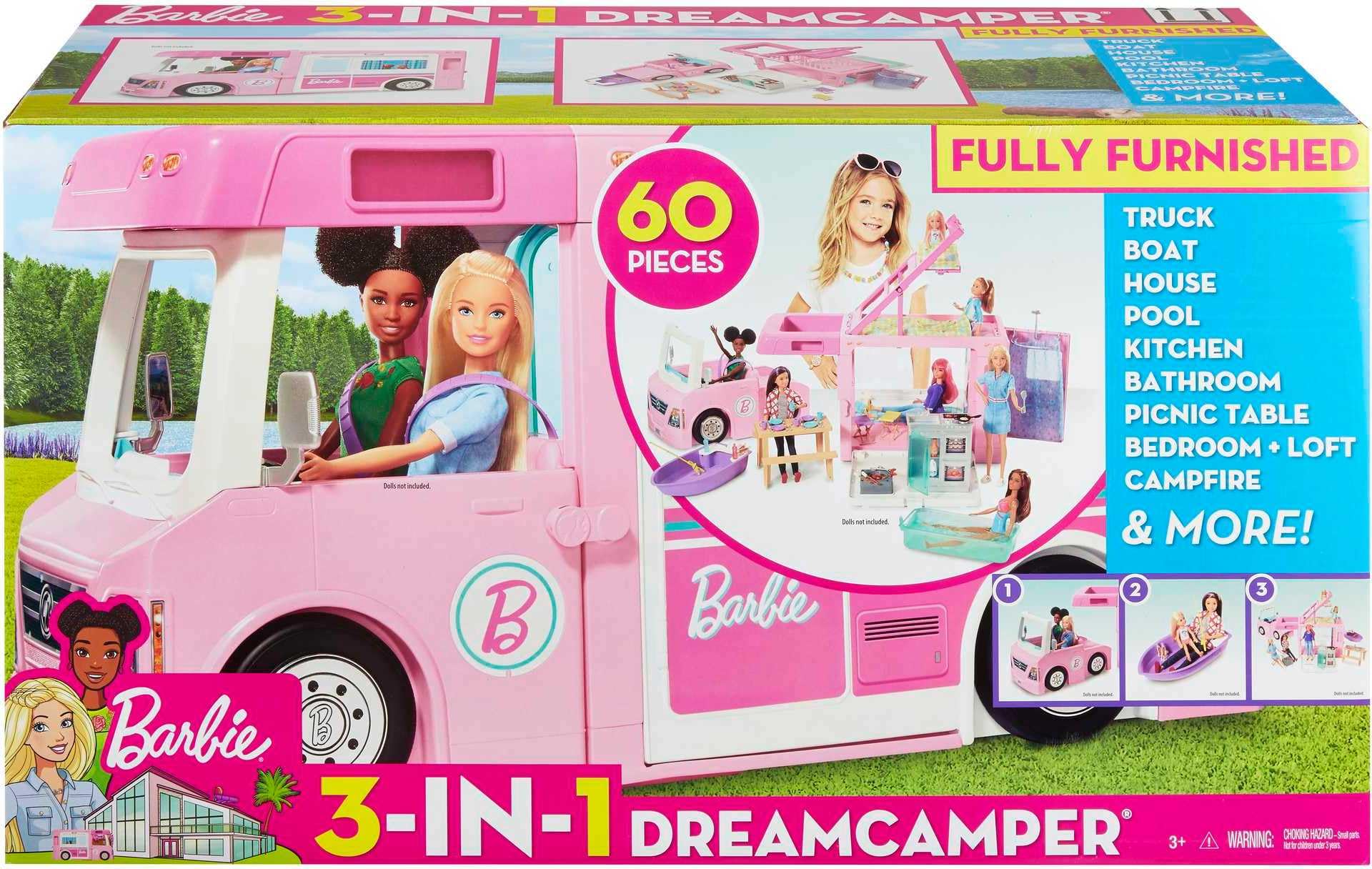 Barbie Dream Camper 3 in 1 con Piscina e 50 Accessori – GHL93