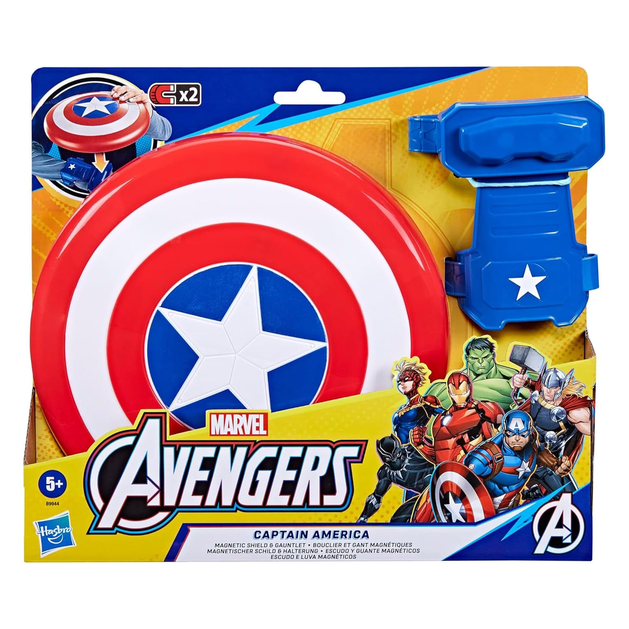 Marvel Avengers – Captain America Scudo Magnetico e Guanto | Accessori Costume Supereroe | Hasbro
