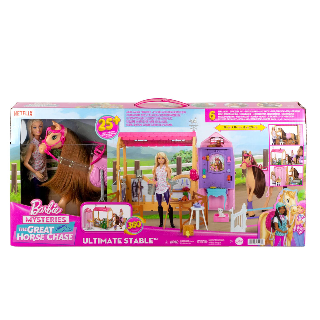 Barbie Scuderia Ultimate – Playset con Bambola, Cavallo e 25+ Accessori | 6 Aree di Gioco