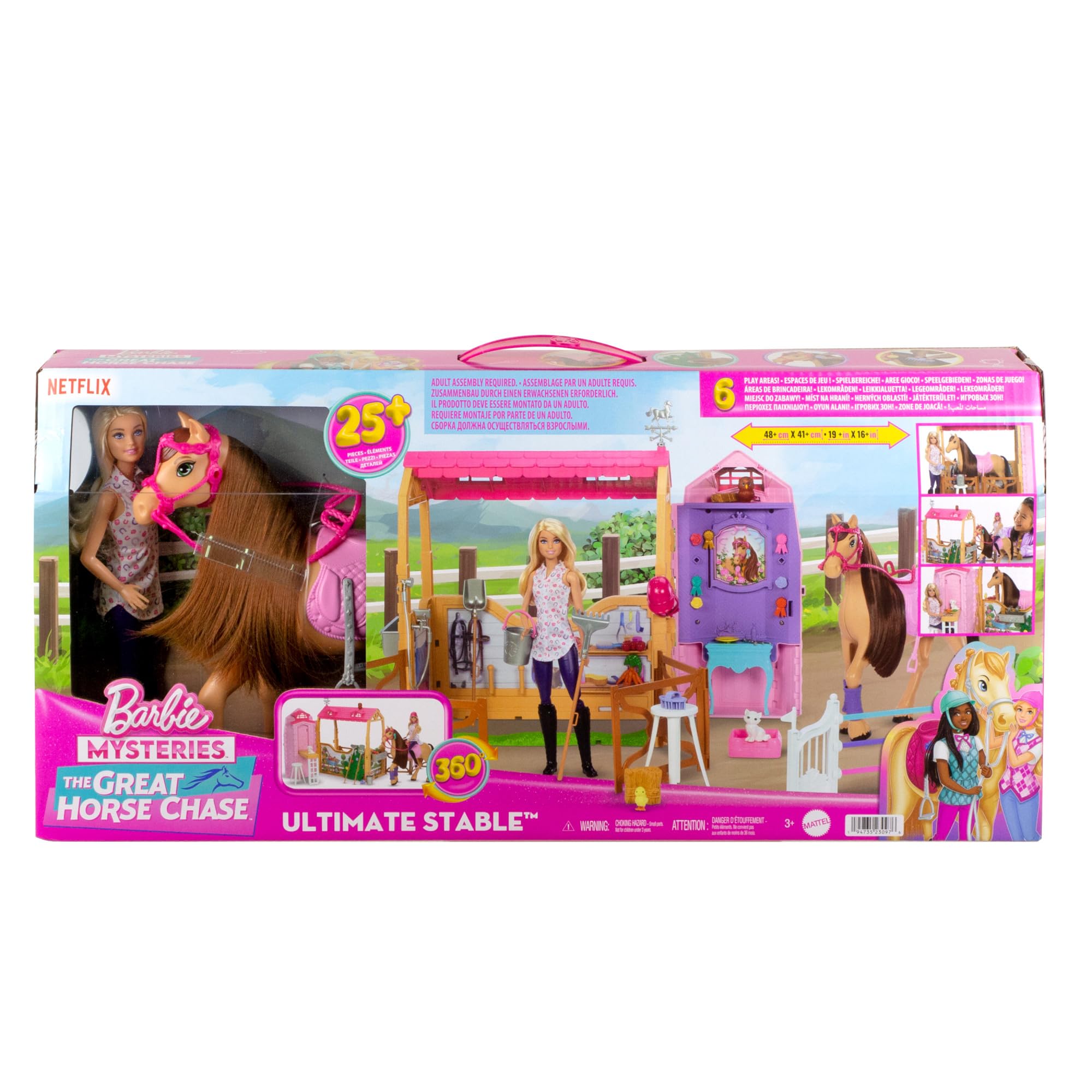 Barbie Scuderia Ultimate – Playset con Bambola, Cavallo e 25+ Accessori | 6 Aree di Gioco