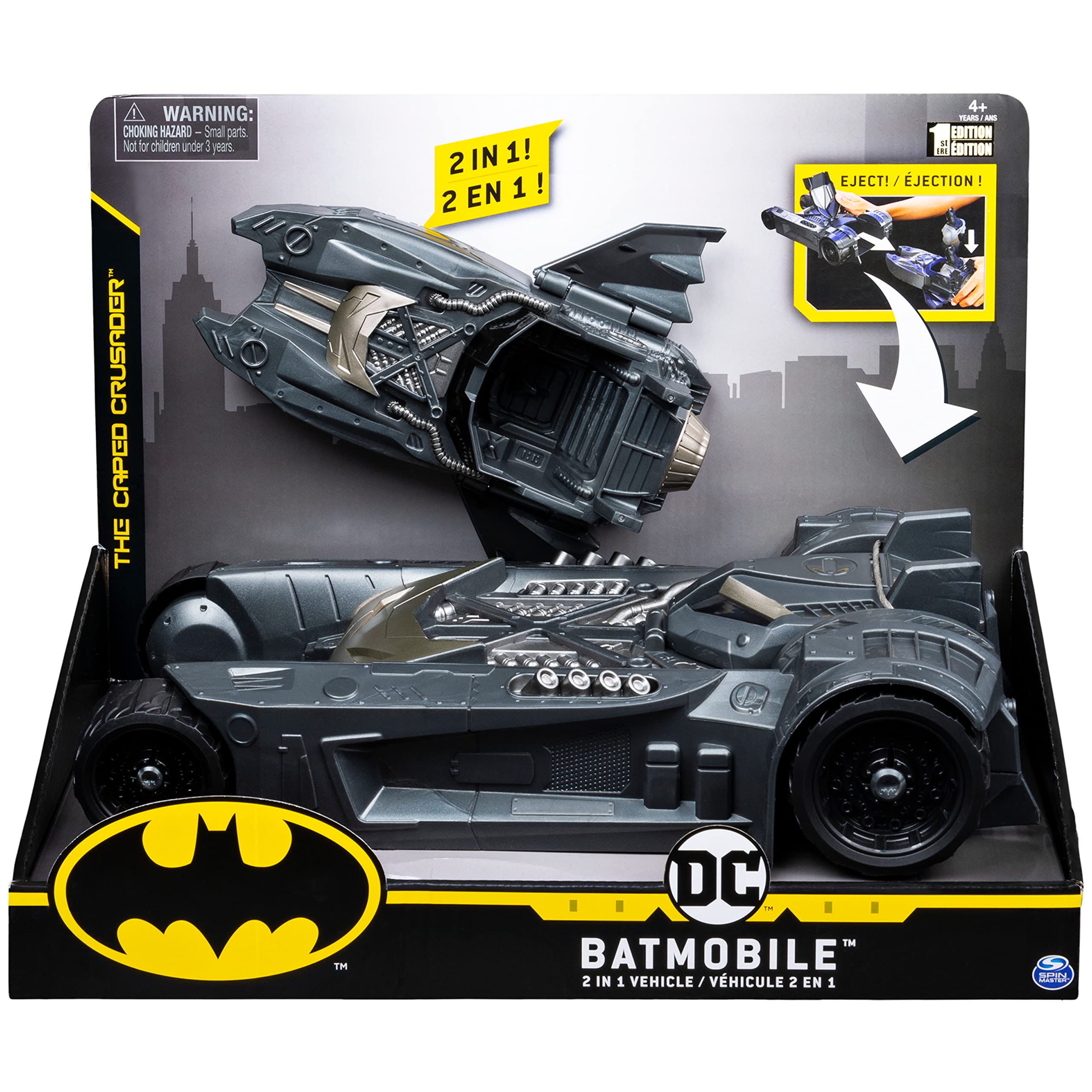 DC Comics Batman Batmobile e Batboat 2 in 1 Veicolo Trasformabile – Action Figure 4 Pollici