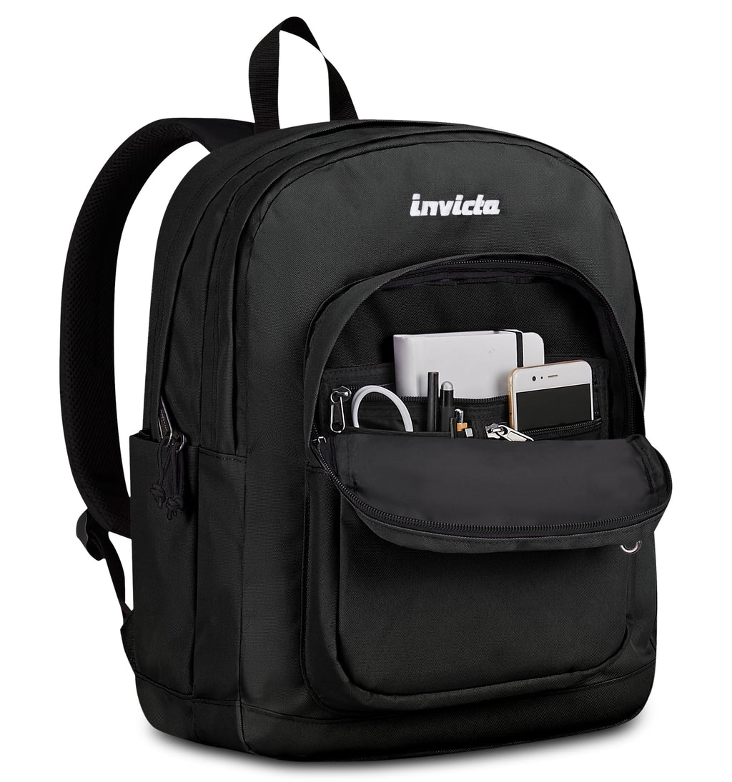 Invicta Zaino Jelek Plain Nero 34L – Doppio Scomparto con Tasca PC