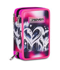 Seven Astuccio Scuola 3 Zip Plumpy Line Girl – Rosa, 45 Pezzi Completo | Triplo Scomparto | Scuola Elementare Bambina