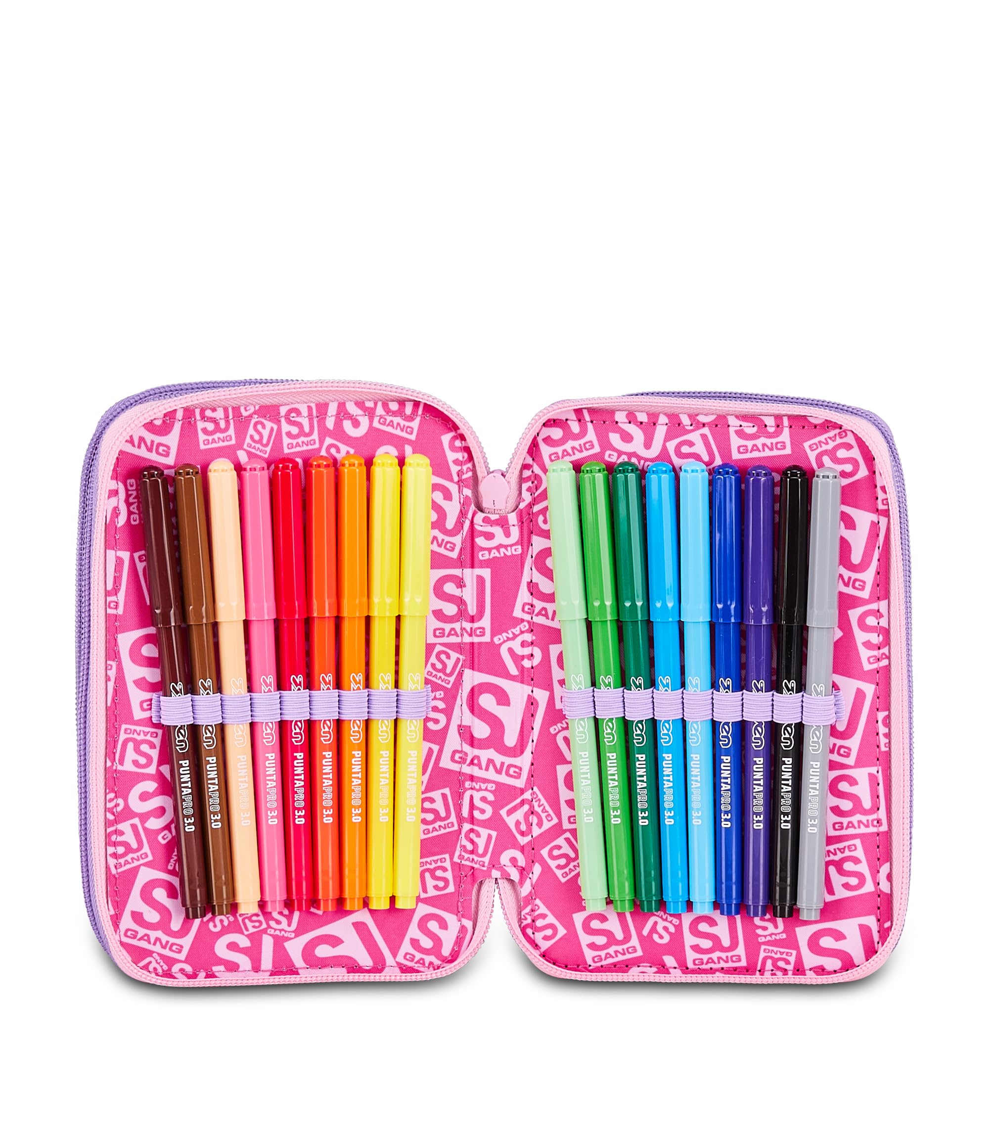 SJ Gang Astuccio Scuola 3 Zip 3D Pixie Unicorn – Rosa, Unicorno in Rilievo, 45 Pezzi | Scuola Elementare Bambina