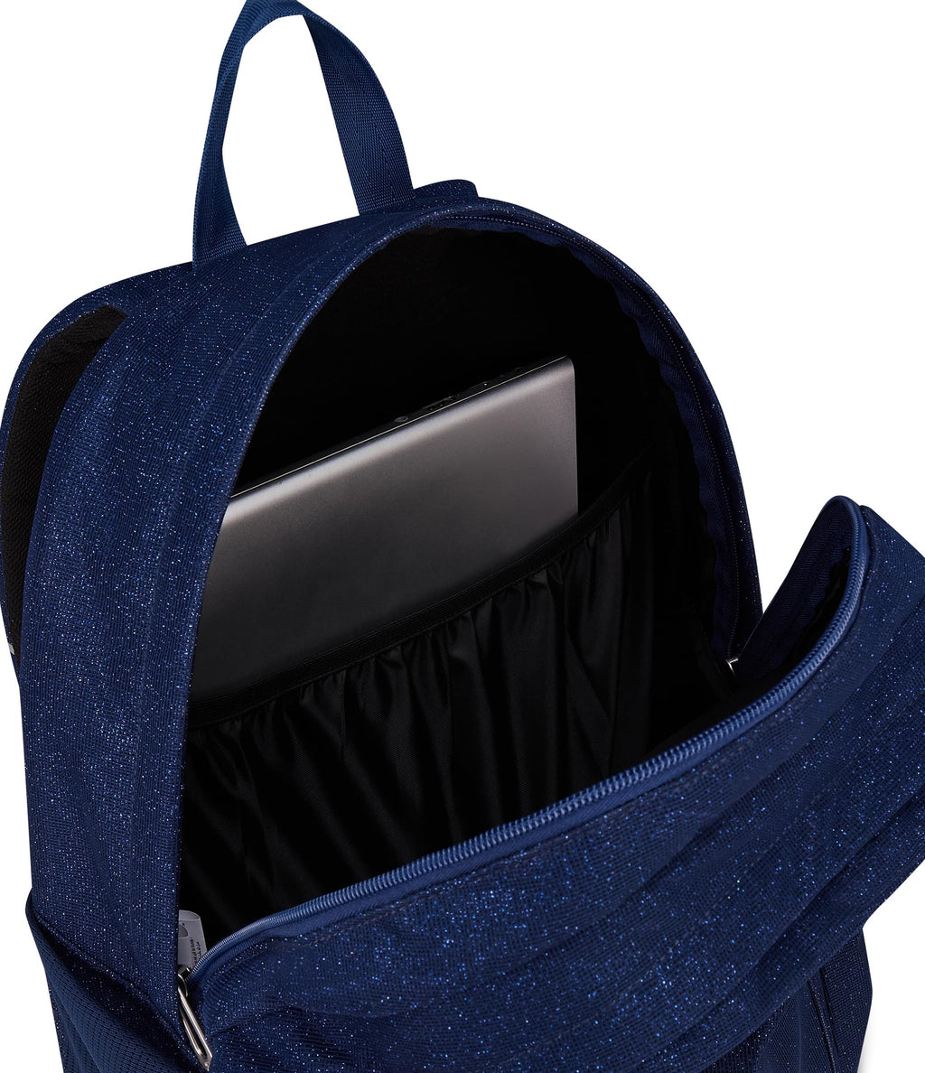 Seven Zaino Shiny Tech Blu Glitter 30L – Doppio Scomparto con Tasca PC