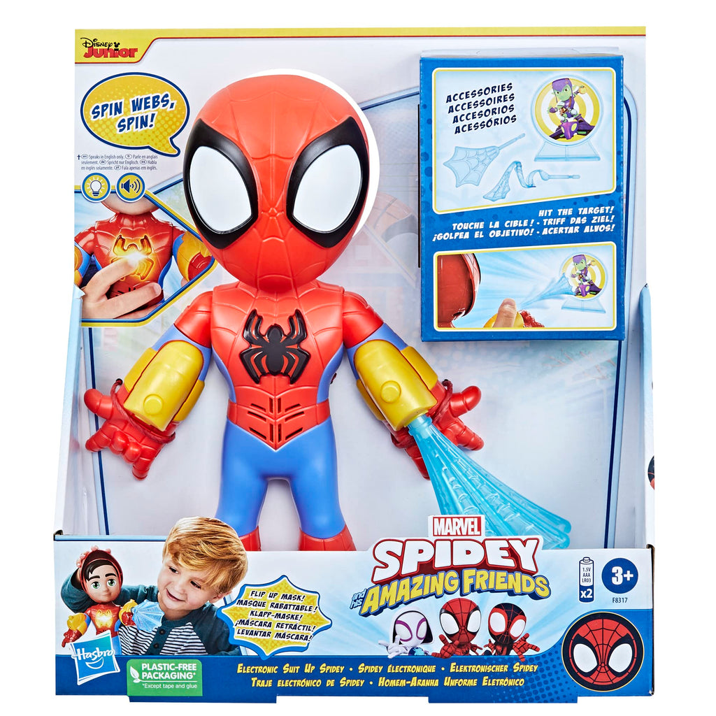 Spidey e i Suoi Fantastici Amici – Tuta Elettronica Action Figure Interattiva 25 cm | Luci, Suoni e Lancia-Ragnatele | Marvel
