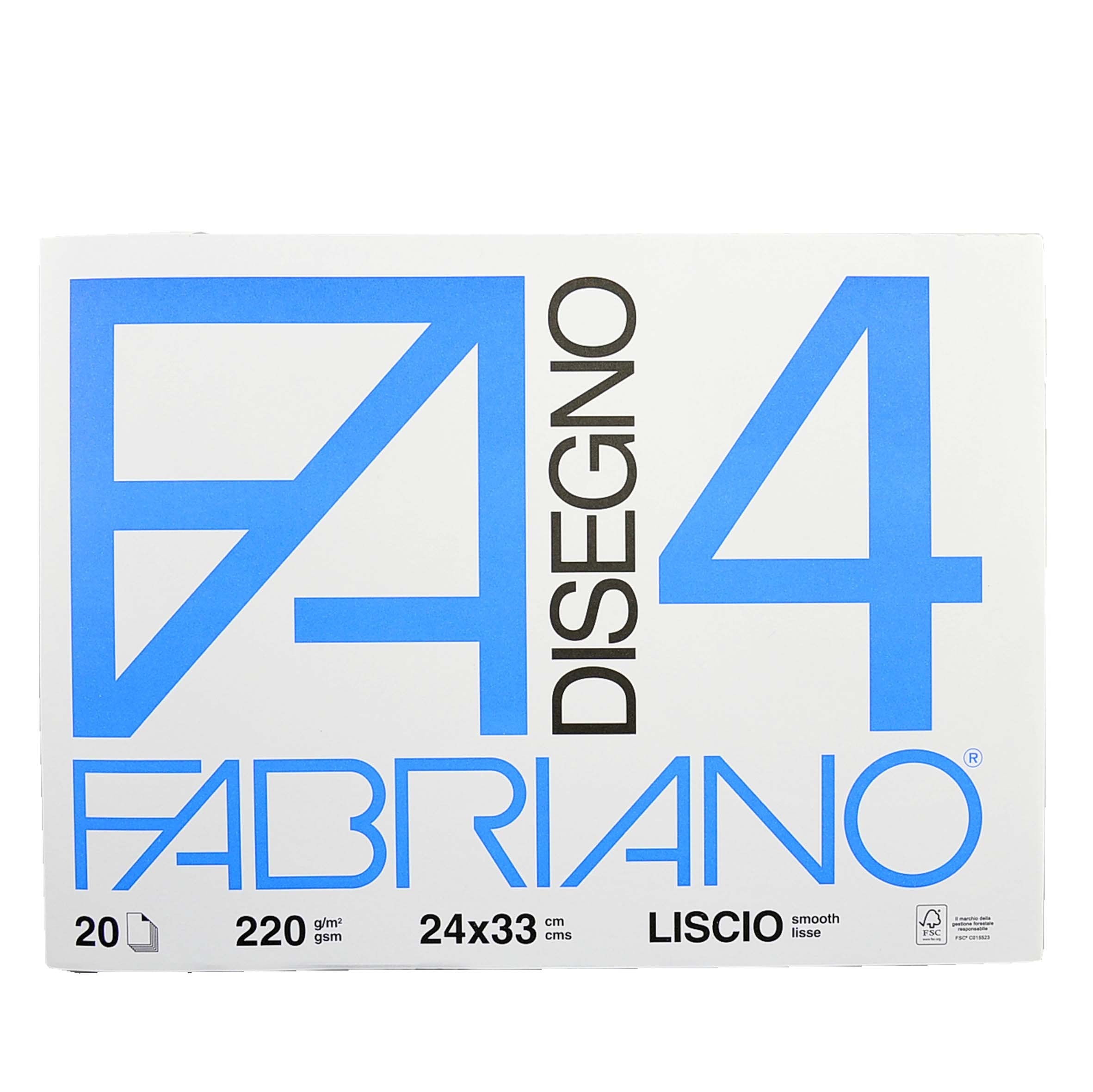 Fabriano – Album da Disegno Liscio F4 | 24x33 cm, 220 g/m², 20 Fogli | Scuola e Arte