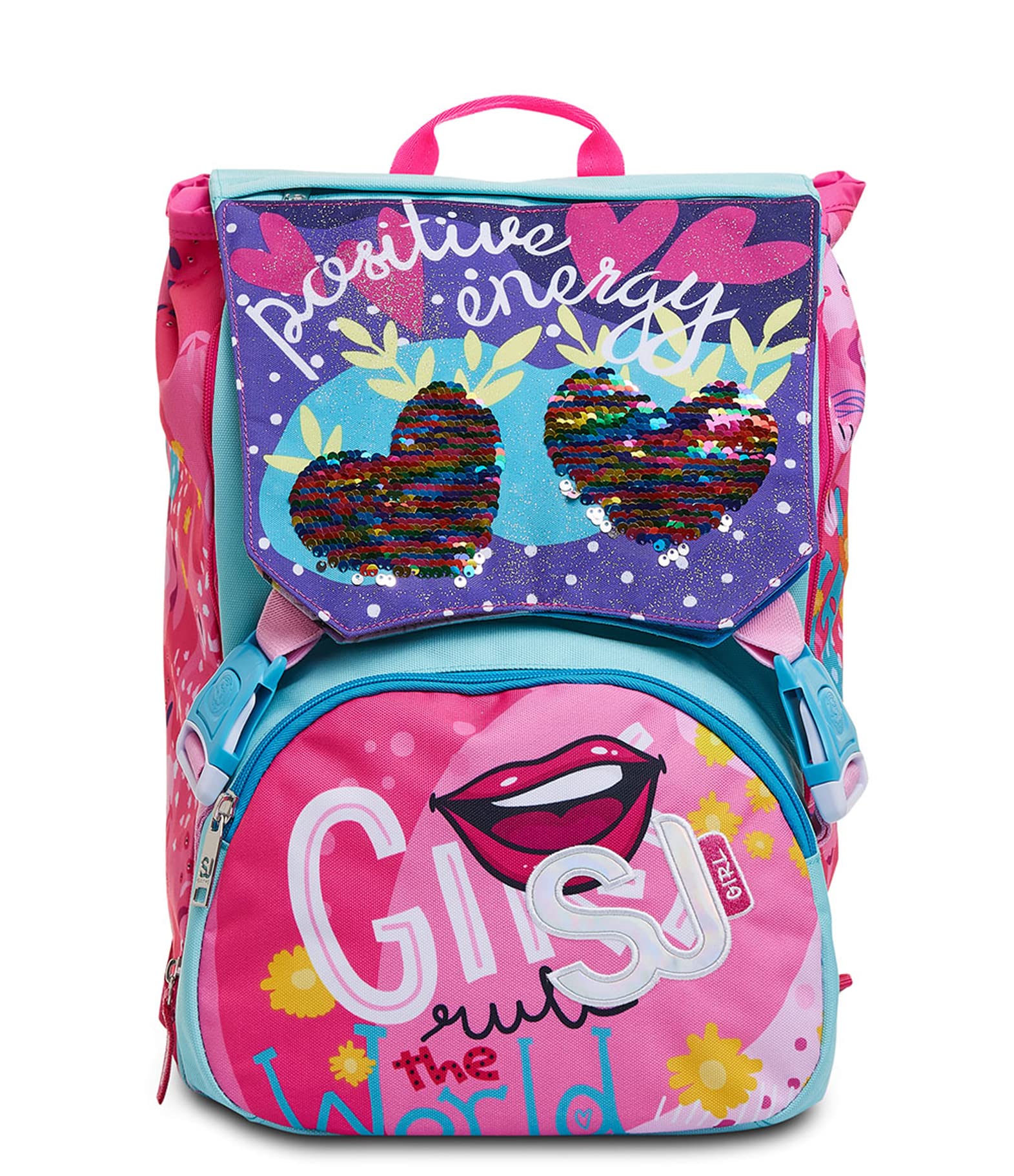 Zaino SJ Gang Big Facce Girl Sdoppiabile Rosa | Scuola Elementare