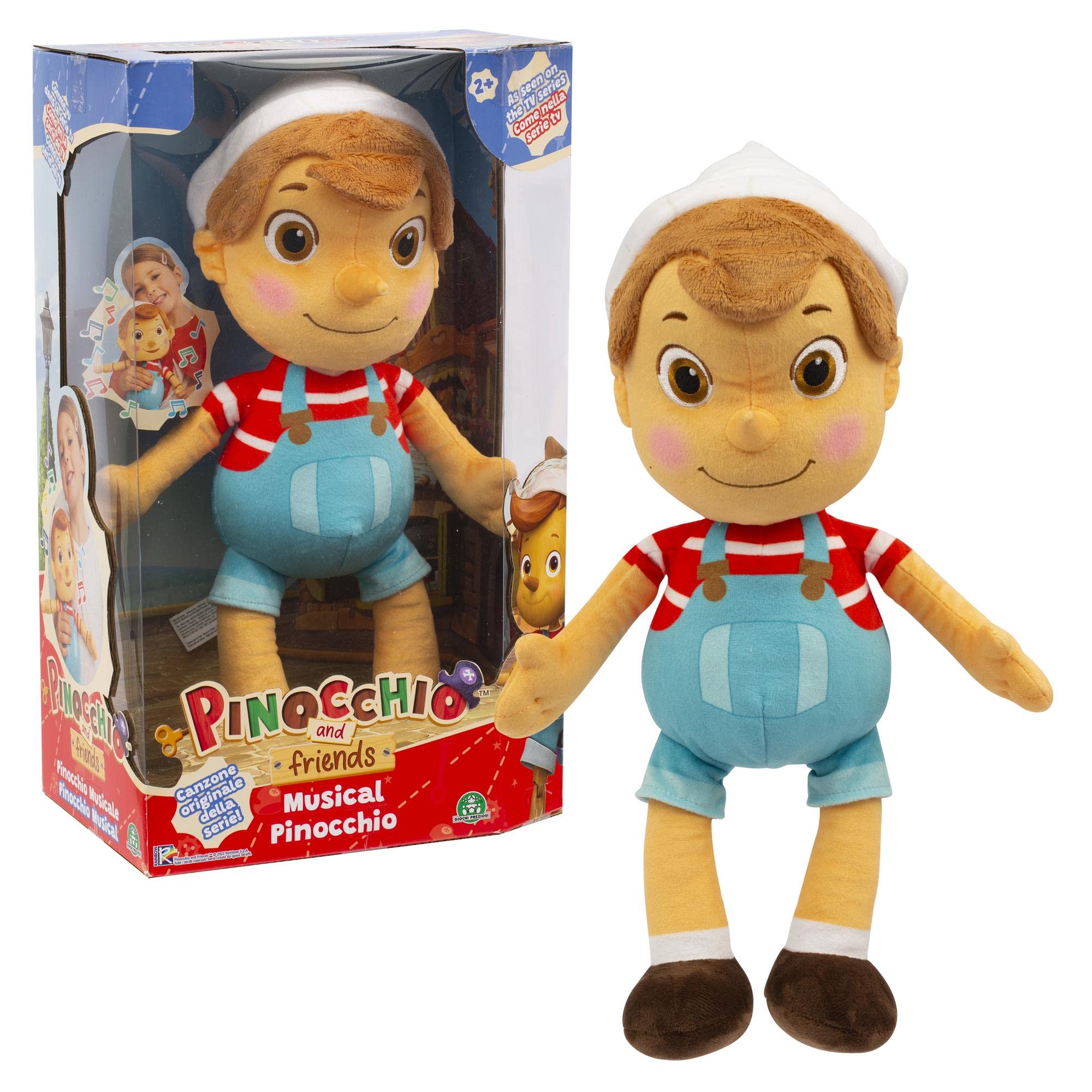 Giochi Preziosi Pinocchio – Peluche Musicale 36 cm con Cappello | Sigla TV | Dai 3 Anni | PNH10000