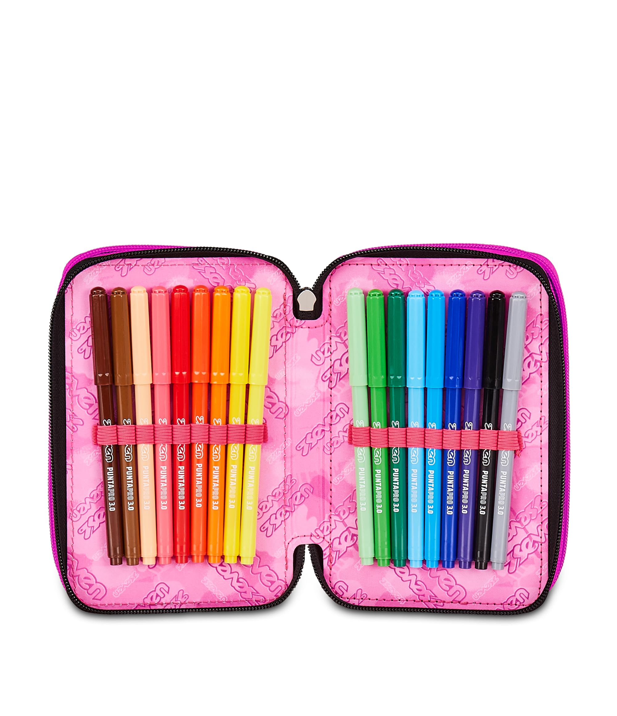 Seven Astuccio Scuola 3 Zip Plumpy Line Girl – Rosa, 45 Pezzi Completo | Triplo Scomparto | Scuola Elementare Bambina