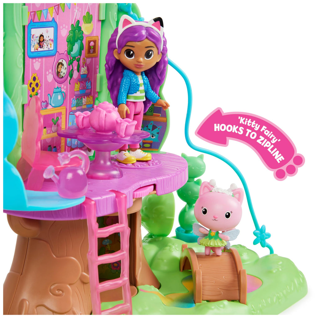 Gabby's Dollhouse – Garden Treehouse con Luci, Zipline, 2 Personaggi, 3 Mobili e Sorpresa | Dai 3 Anni
