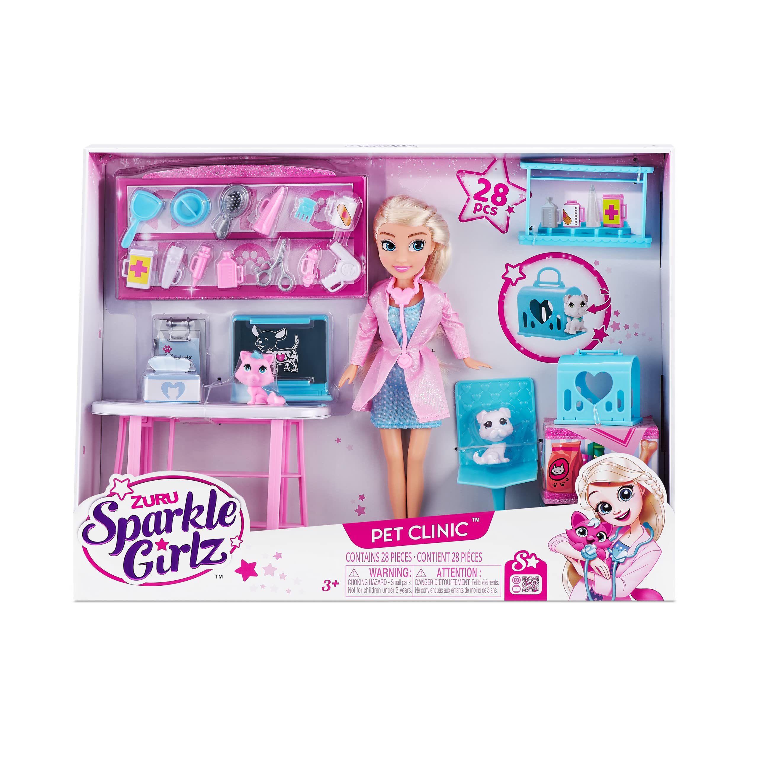 Bambola Veterinaria Sparkle Girlz ZURU con Clinica e Accessori – Gioco di Ruolo