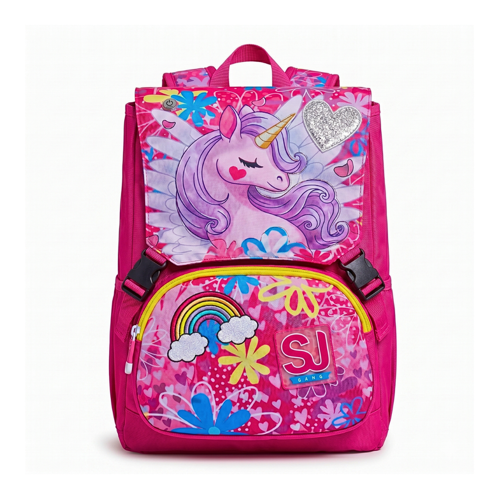 Seven Zaino Scuola Estensibile SJ Gang Girl – Unicorno con Luci LED Ricaricabili USB