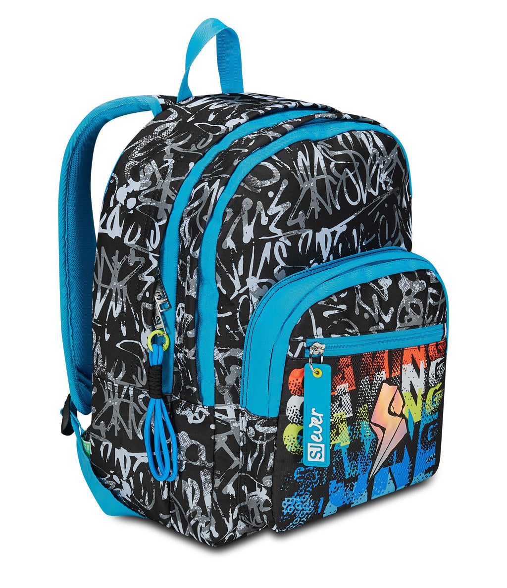 Seven SJ Ever Zaino Scuola Doppio Scomparto Nero e Blu – Blackwall Boy