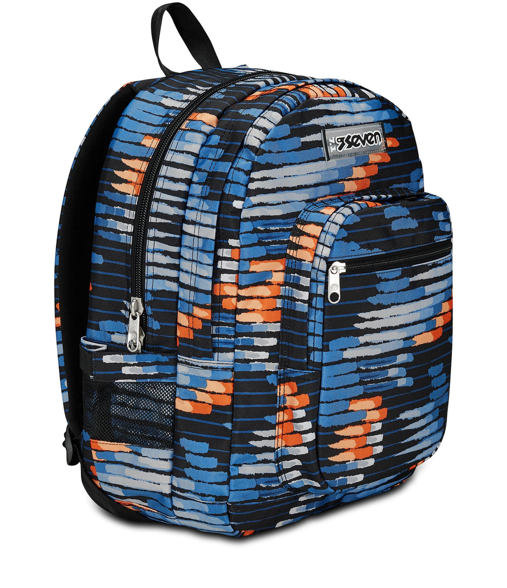 Seven Zaino Freethink Blu Arancione Boy – Doppio Scomparto con USB e Tasca PC