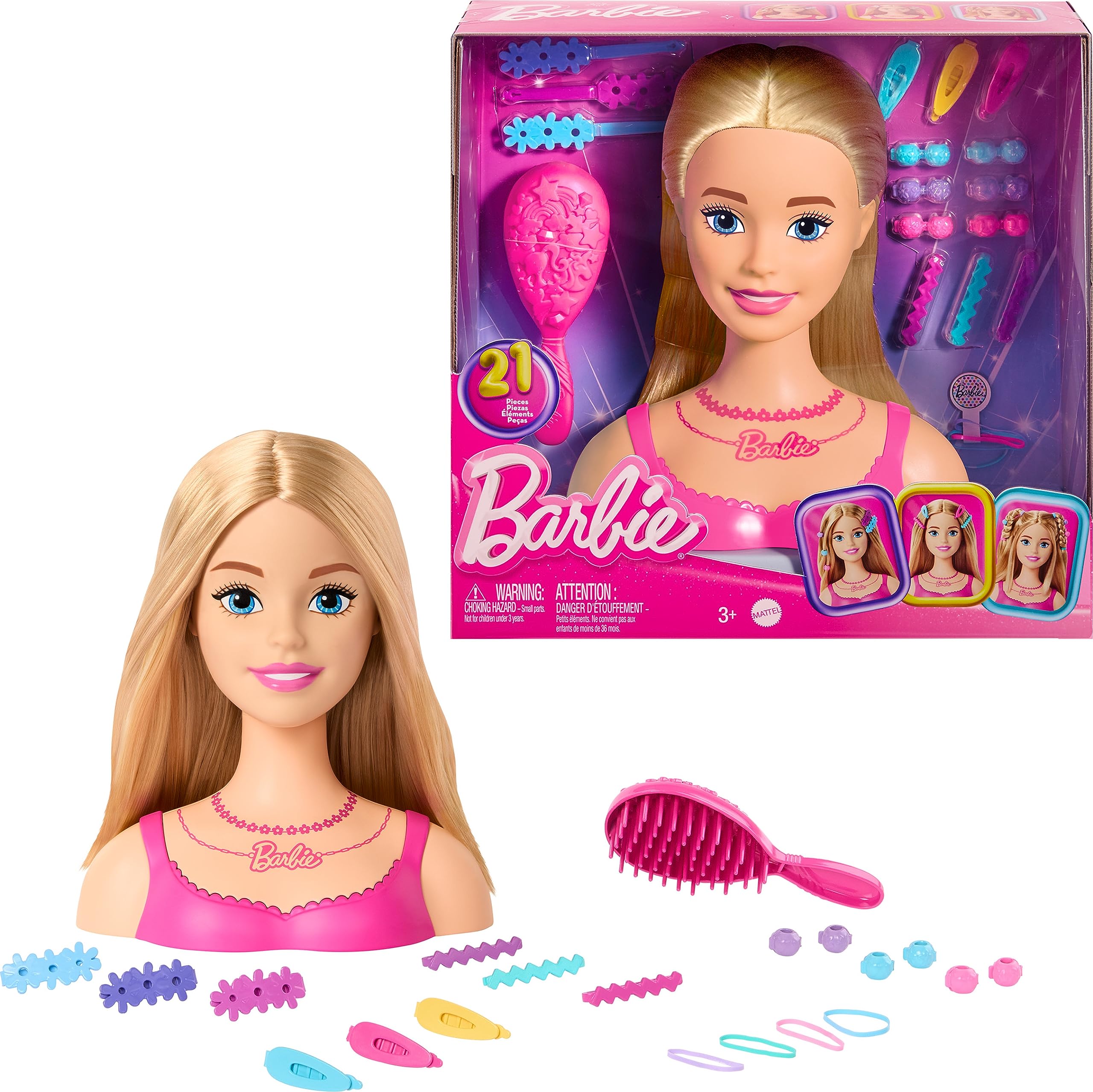 Barbie Testa per Acconciature – Capelli Biondi con 20 Accessori Colorati | Gioco Creativo | Idea Regalo