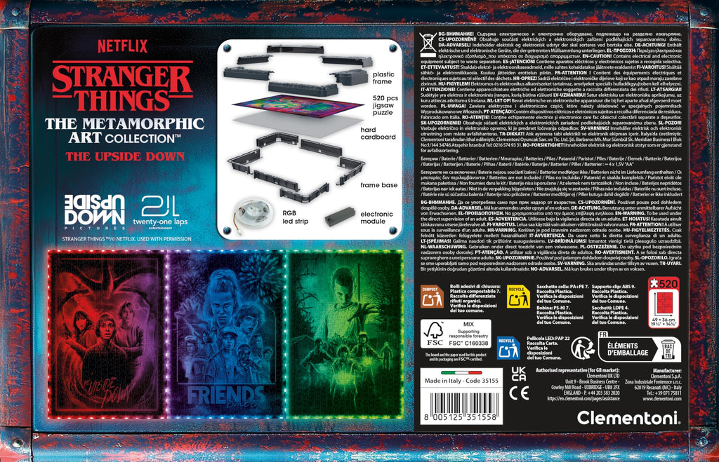 Clementoni Stranger Things Metamorphic Art – Puzzle 520 Pezzi con Luce LED e Scena Cangiante | Eleven e Mind Flayer