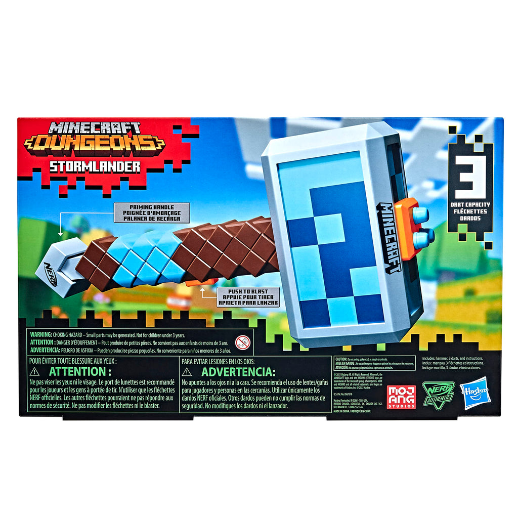 Nerf Minecraft Stormlander Martello Spara Dardi con 3 Dardi Elite