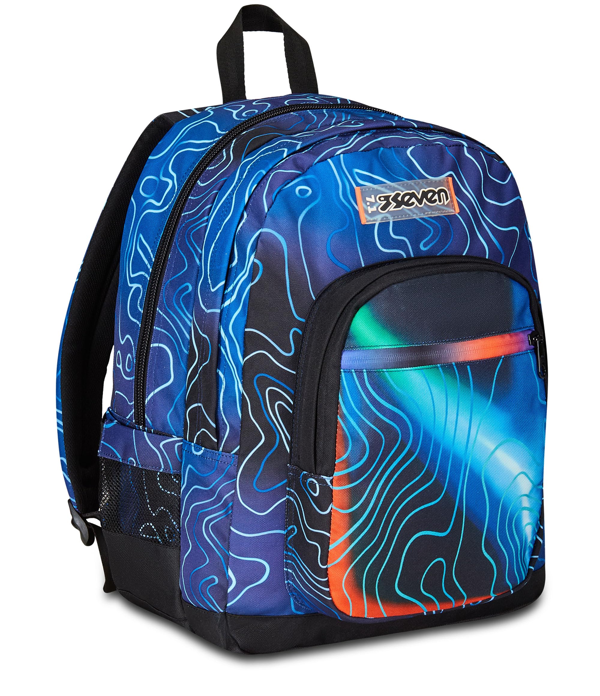 Seven Zaino Freethink Blu Mapset Boy – Doppio Scomparto con Tasca PC e Borraccia