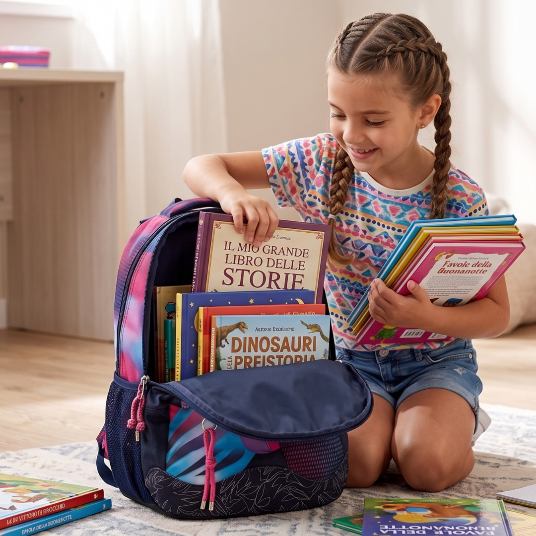 Seven Zaino Scuola Sdoppiabile Dual Shadefull Girl – Rosa e Viola – 32 Litri con Tasca PC e Borraccia