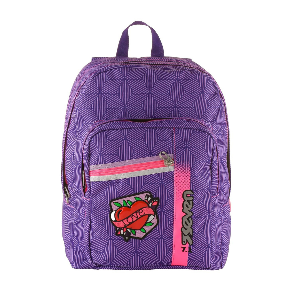 Seven Zaino Scuola Outsize Rebel Girl – Viola 33 LT con Power Bank Integrato