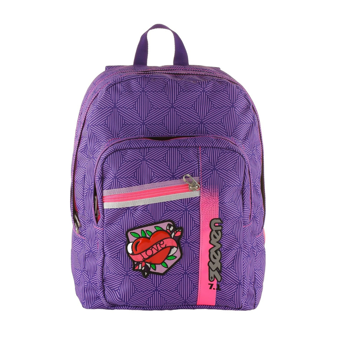 Seven Zaino Scuola Outsize Rebel Girl – Viola 33 LT con Power Bank Integrato
