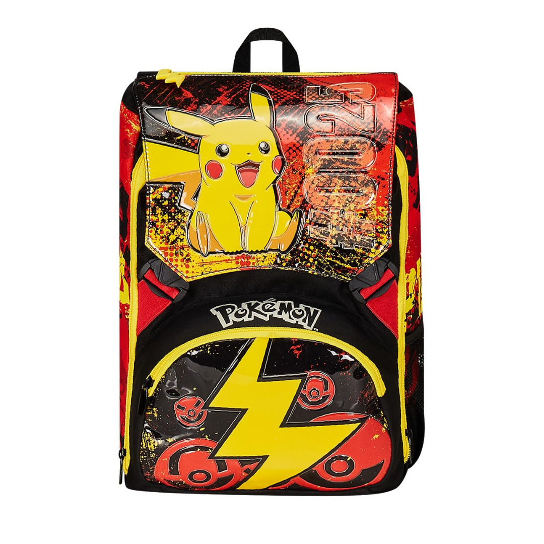 Zaino Seven Estensibile Pokémon Pikachu Giallo Rosso – Doppio Scomparto Sdoppiabile | Scuola
