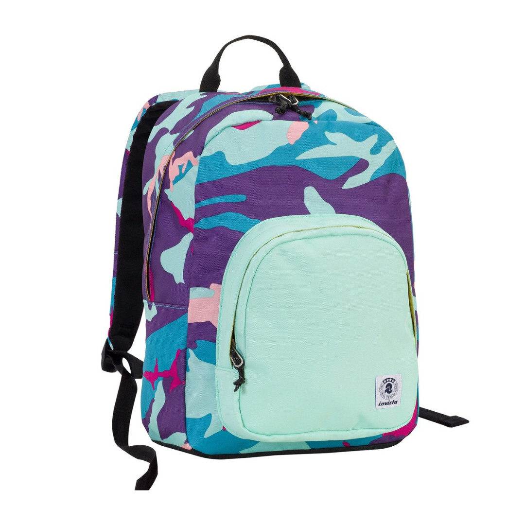 Invicta Zaino Scuola Ollie Pack – Camouflage Rosa Viola Azzurro Rosso